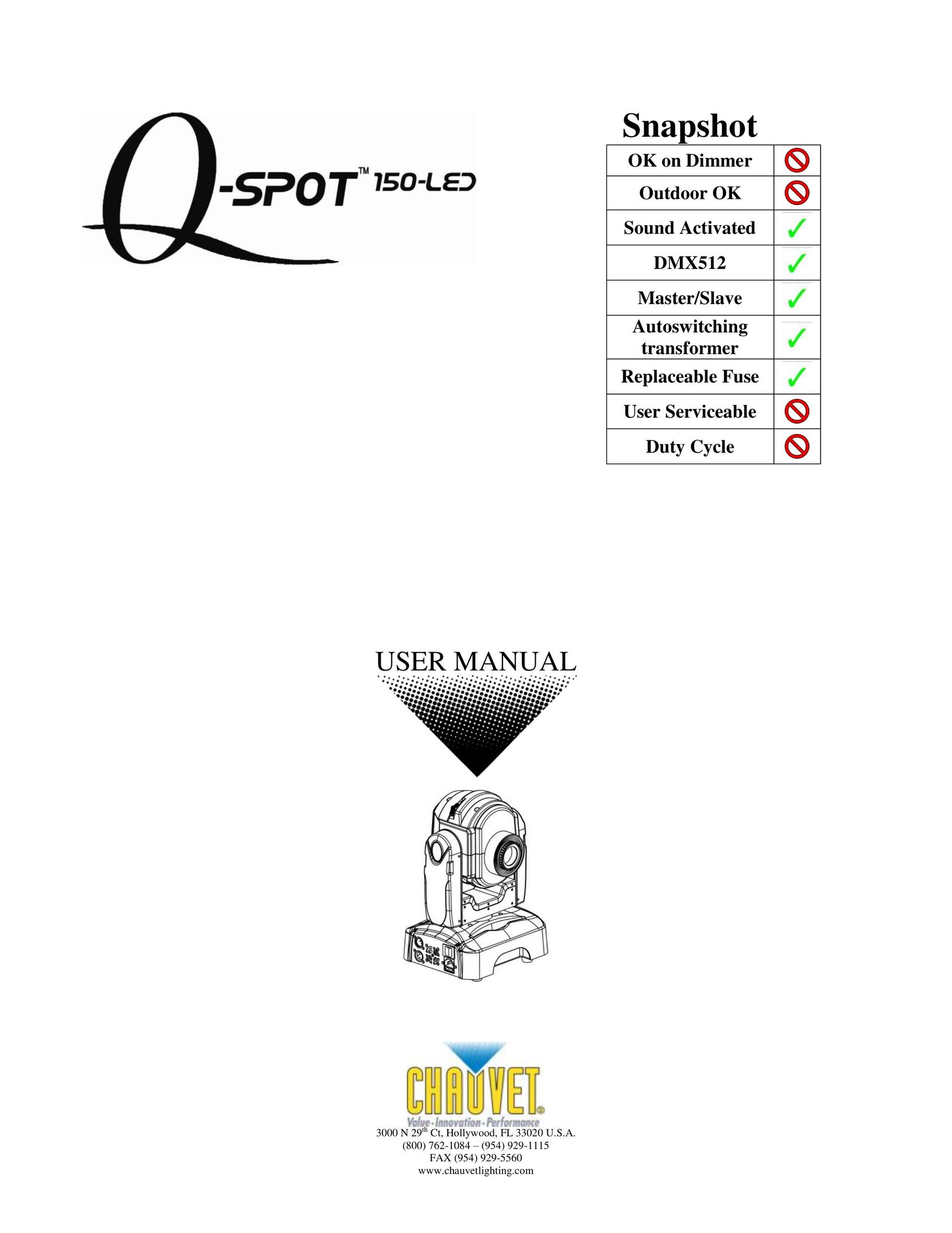 Chauvet QSPOT Work Light User Manual