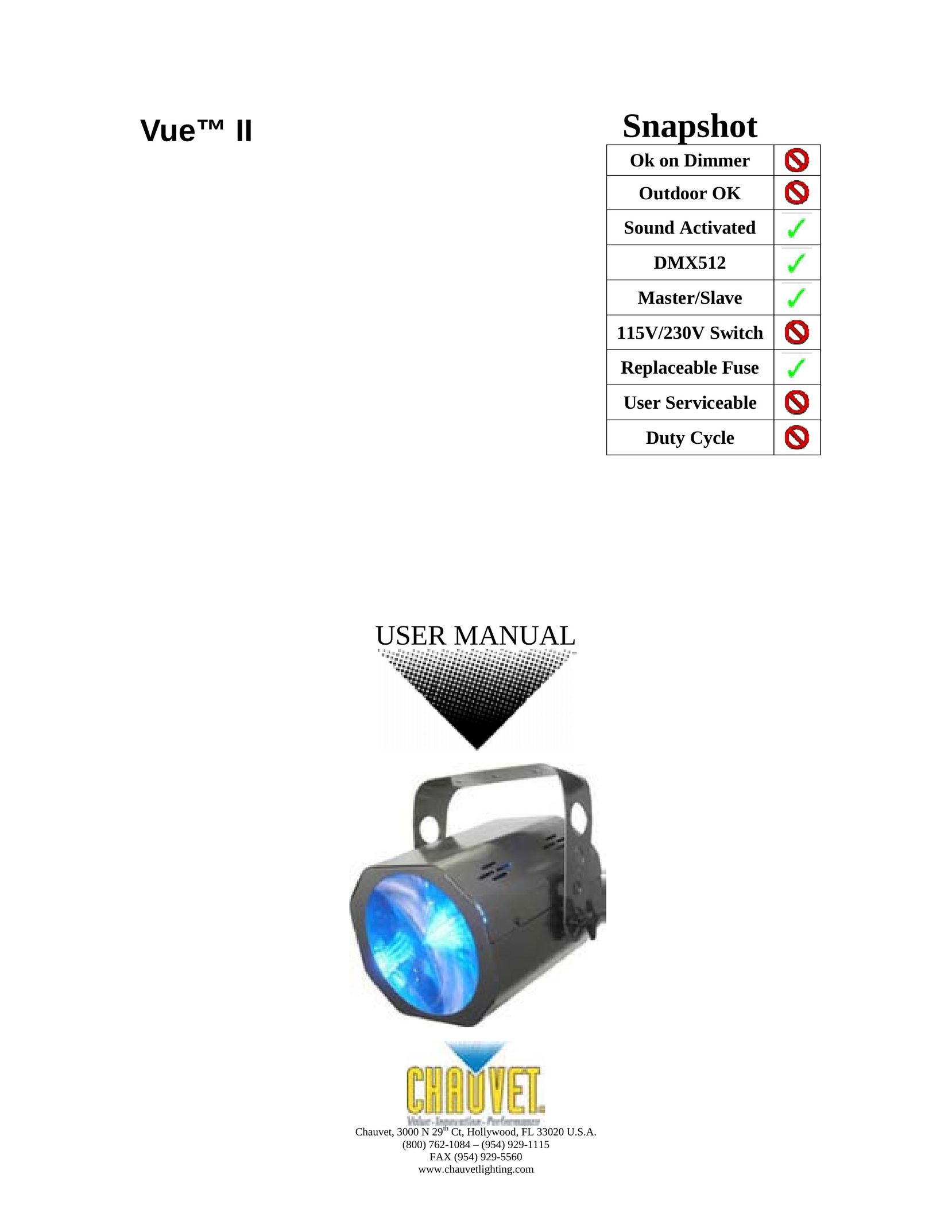 Chauvet Vue II Work Light User Manual
