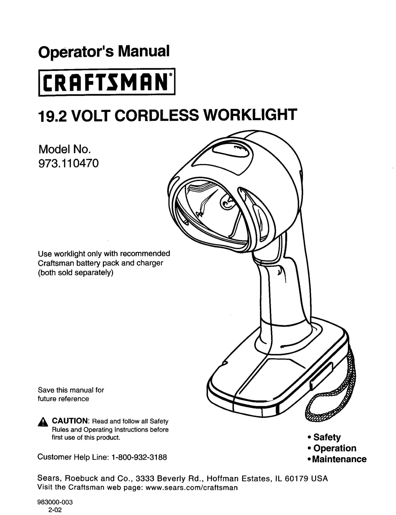 Craftsman 11047 Work Light User Manual