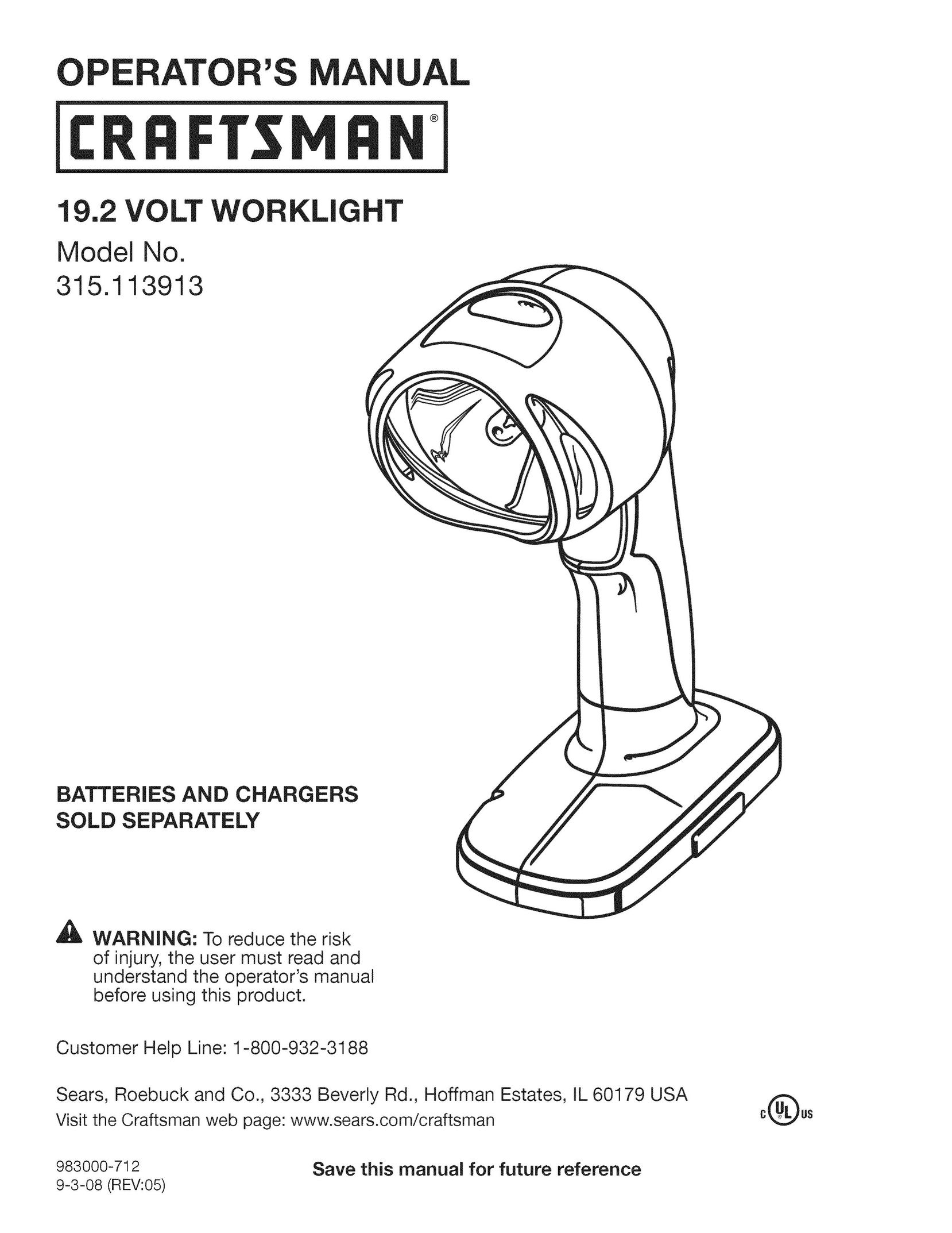 Craftsman 315.113913 Work Light User Manual