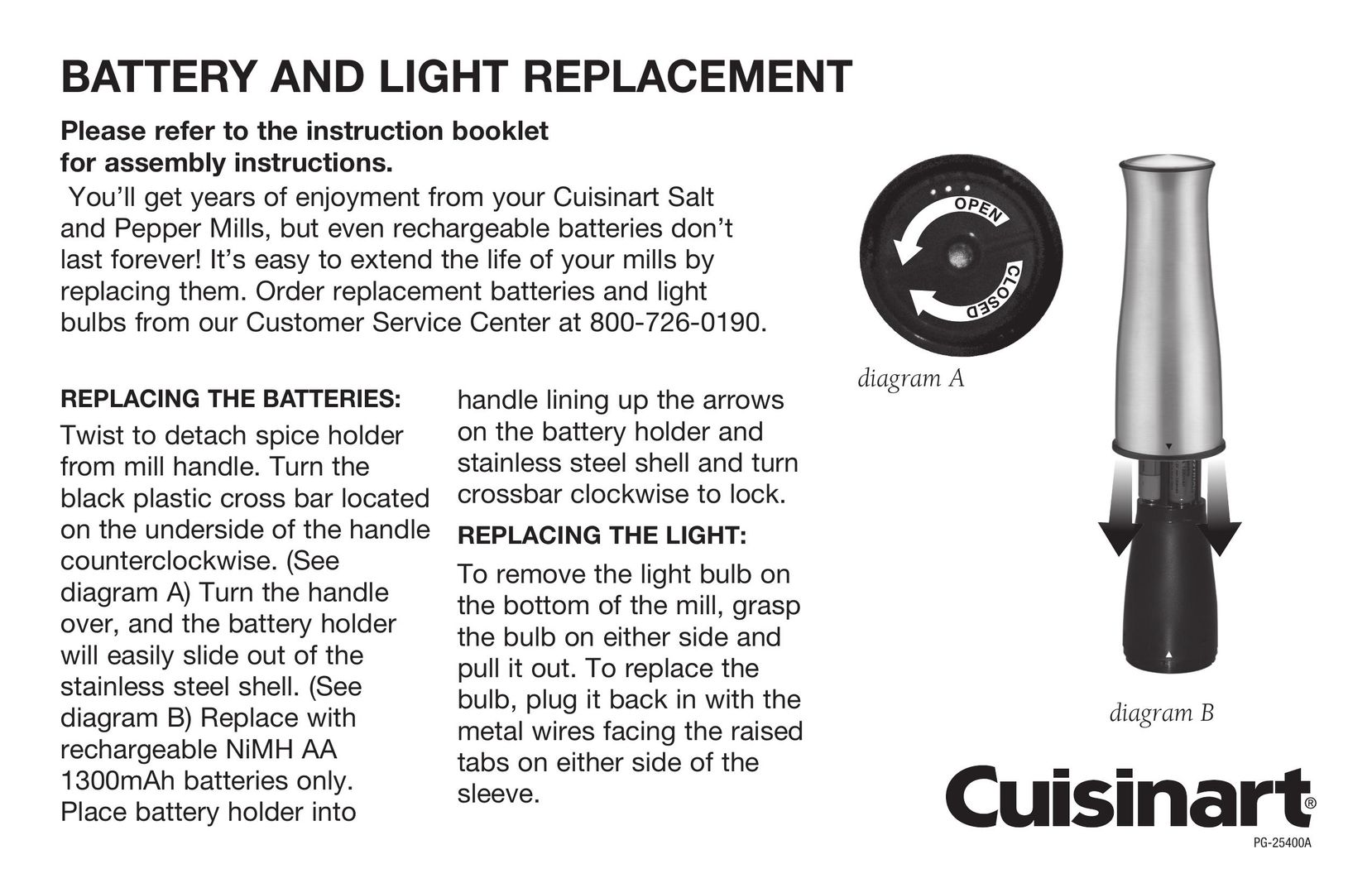 Cuisinart PG-25400A Work Light User Manual