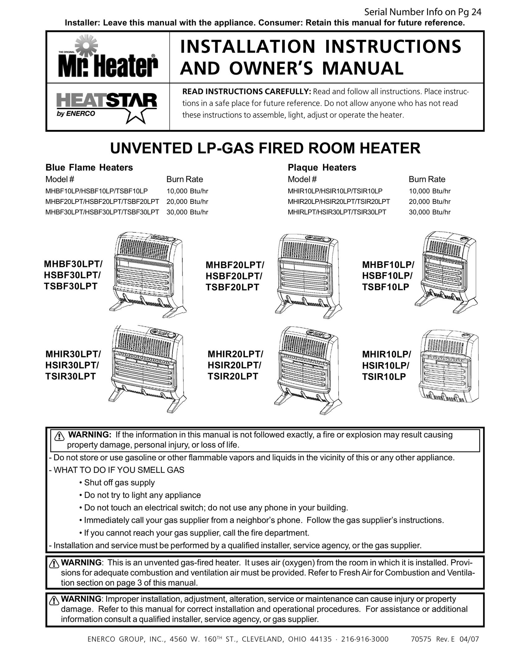 Enerco HSBF20LPT Work Light User Manual