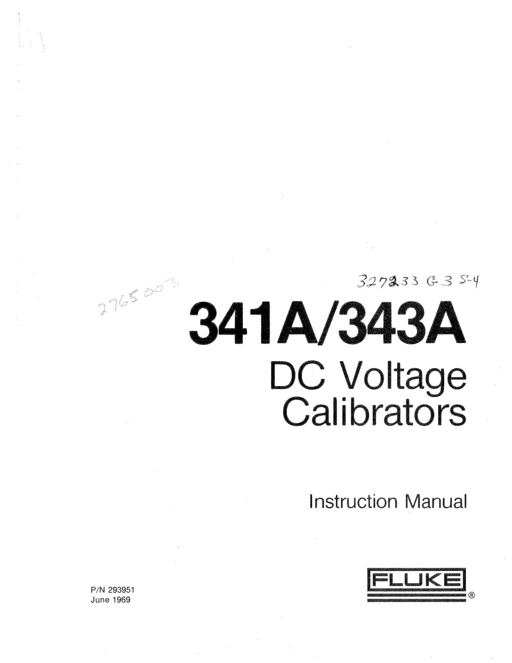 Fluke 343a dc voltage calibrators Work Light User Manual