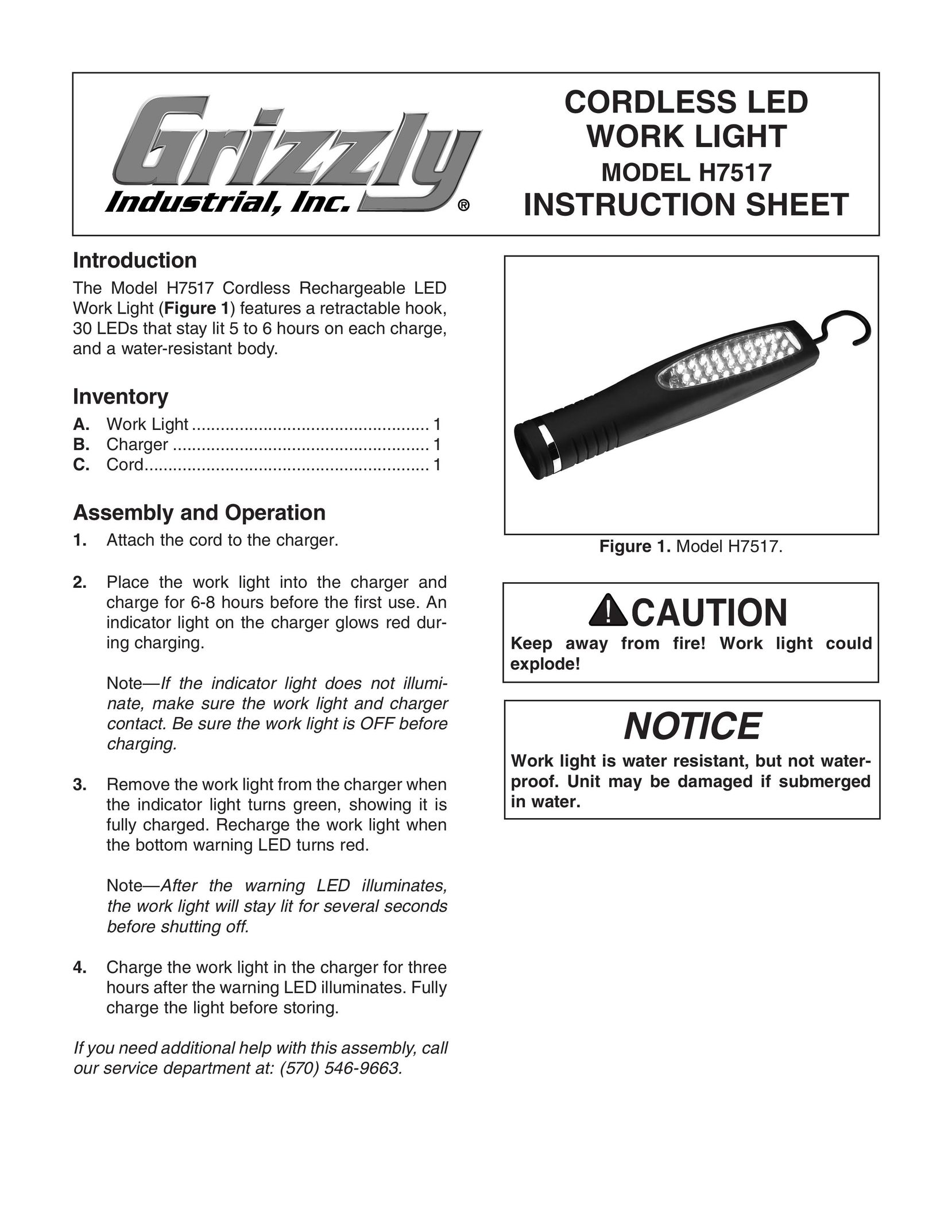 Grizzly H7517 Work Light User Manual