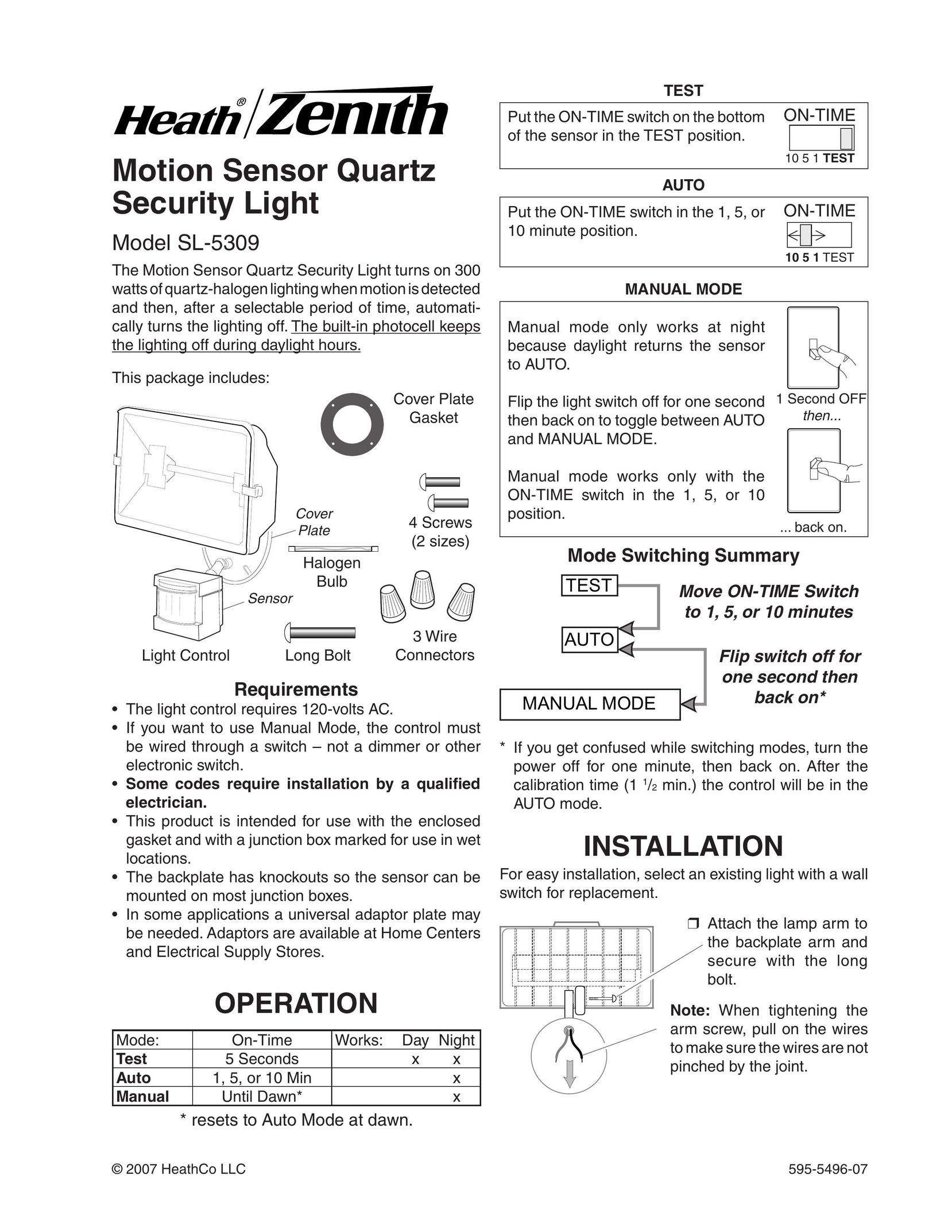 Heath Zenith SL-5309 Work Light User Manual