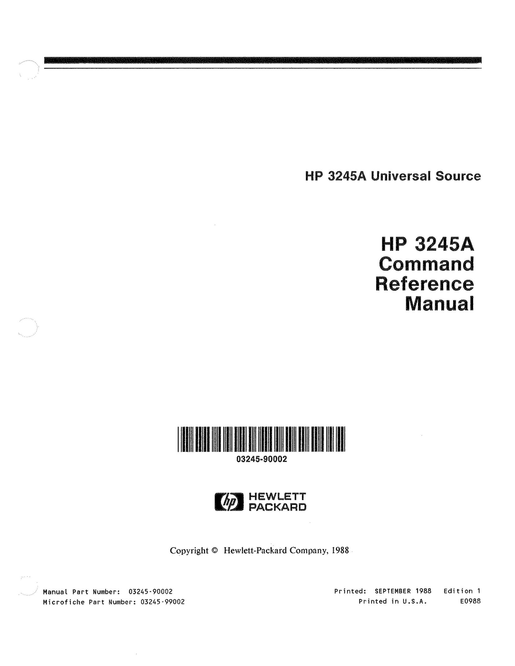 HP (Hewlett-Packard) HP 3245A Work Light User Manual