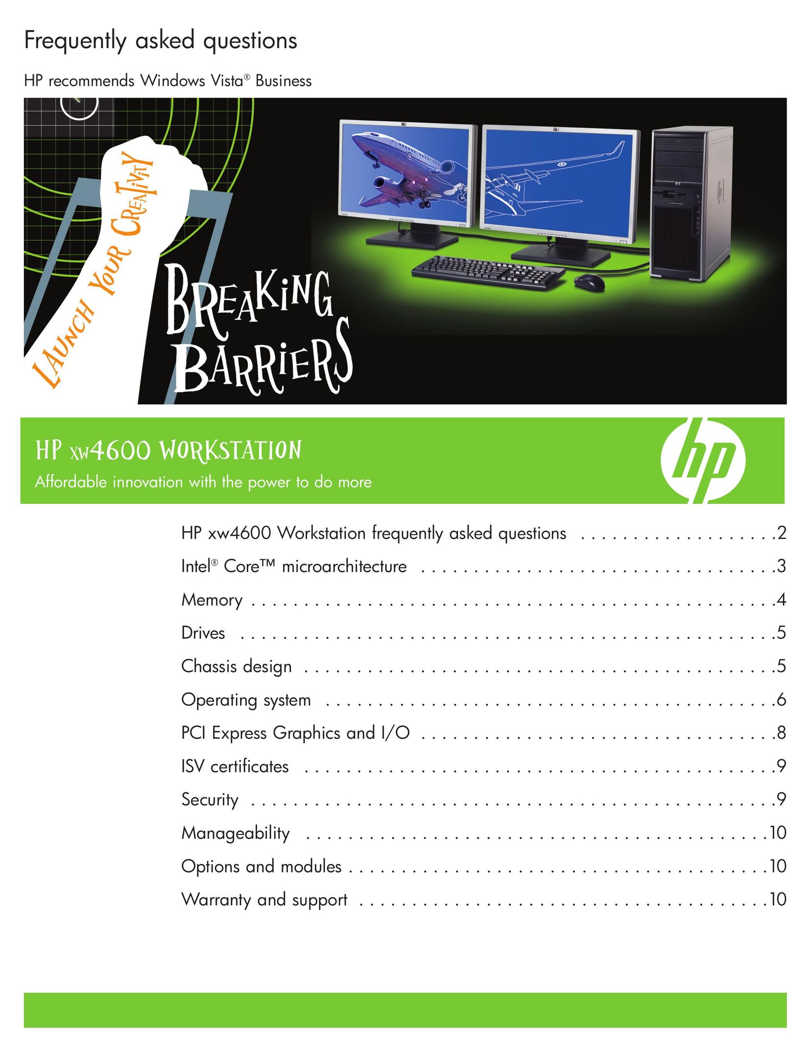 HP (Hewlett-Packard) xw4600 Work Light User Manual