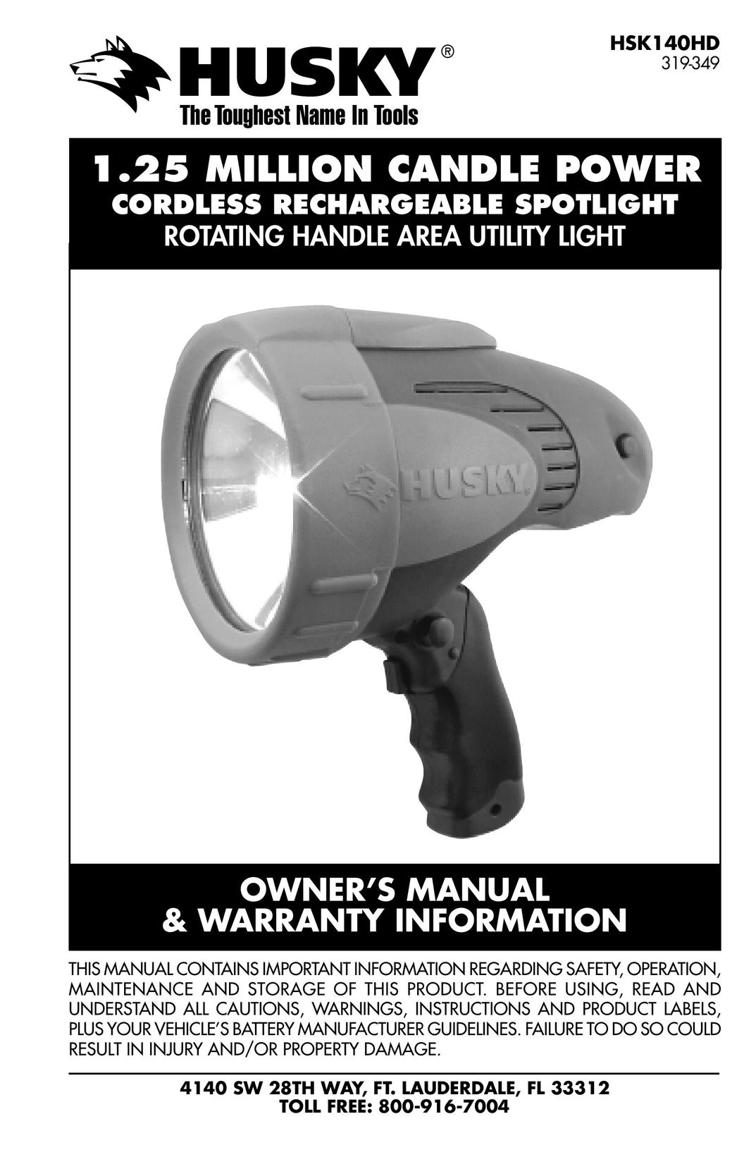 Husky HSK140HD Work Light User Manual