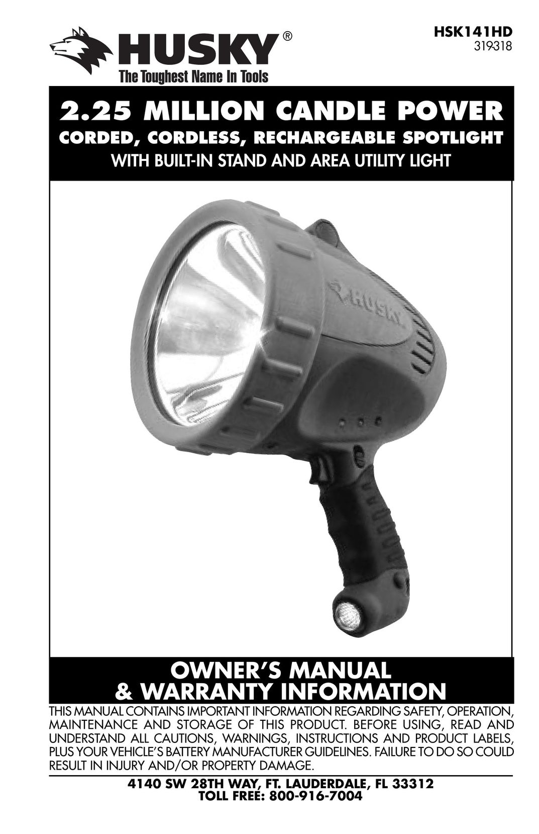 Husky HSK141HD Work Light User Manual