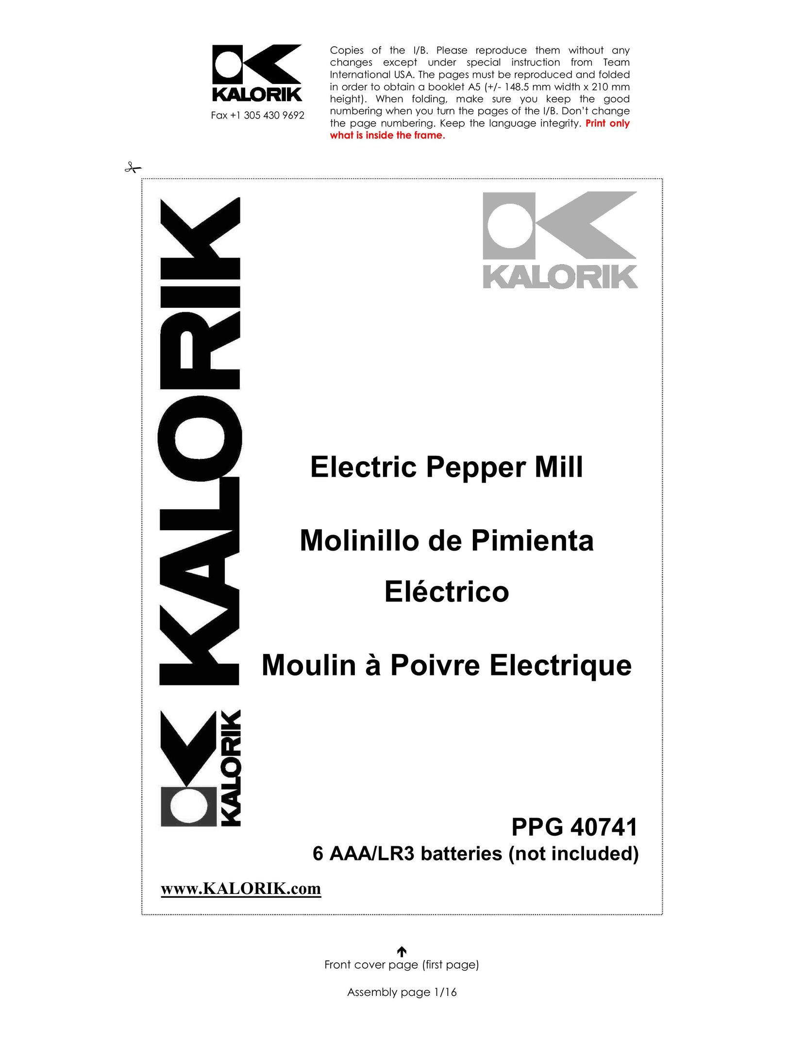 Kalorik PPG 40741 Work Light User Manual