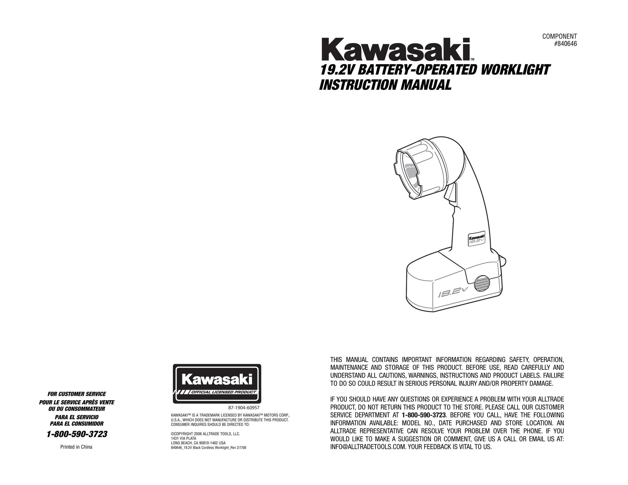 Kawasaki 840646 Work Light User Manual
