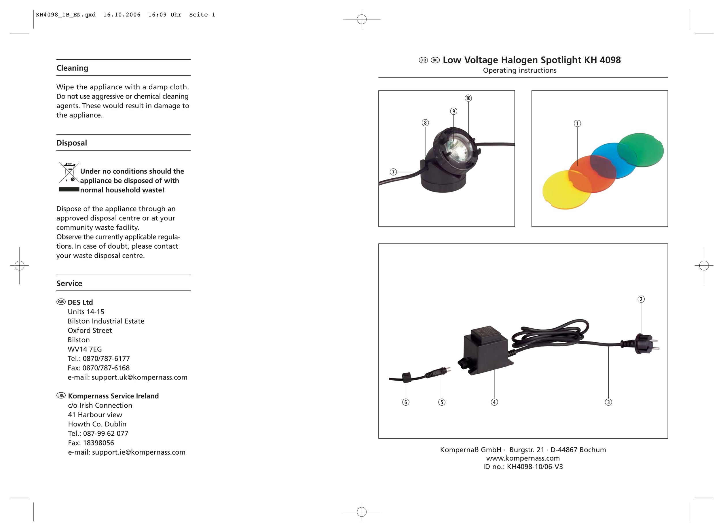 Kompernass KH 4098 Work Light User Manual