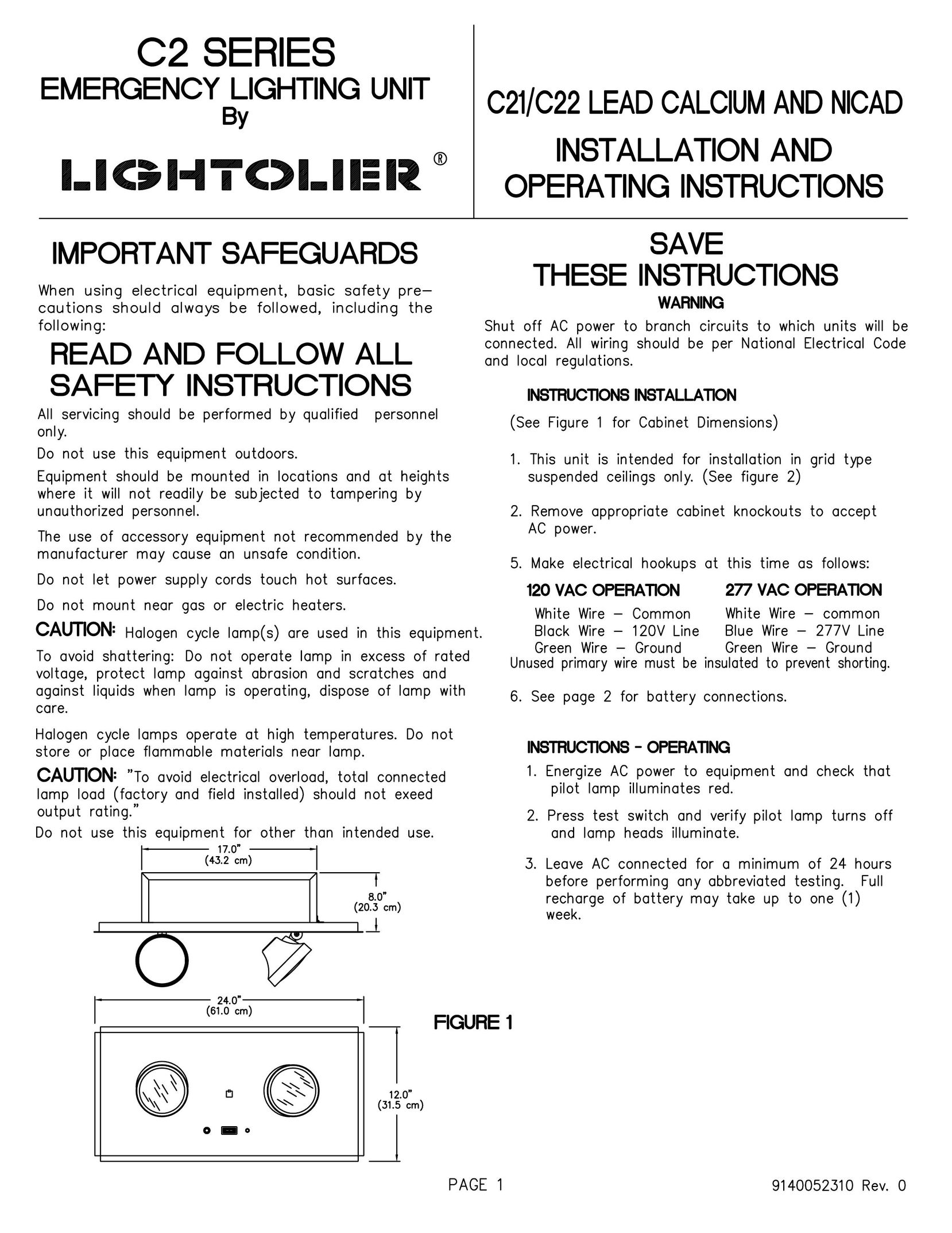 Lightolier C2 Series Work Light User Manual