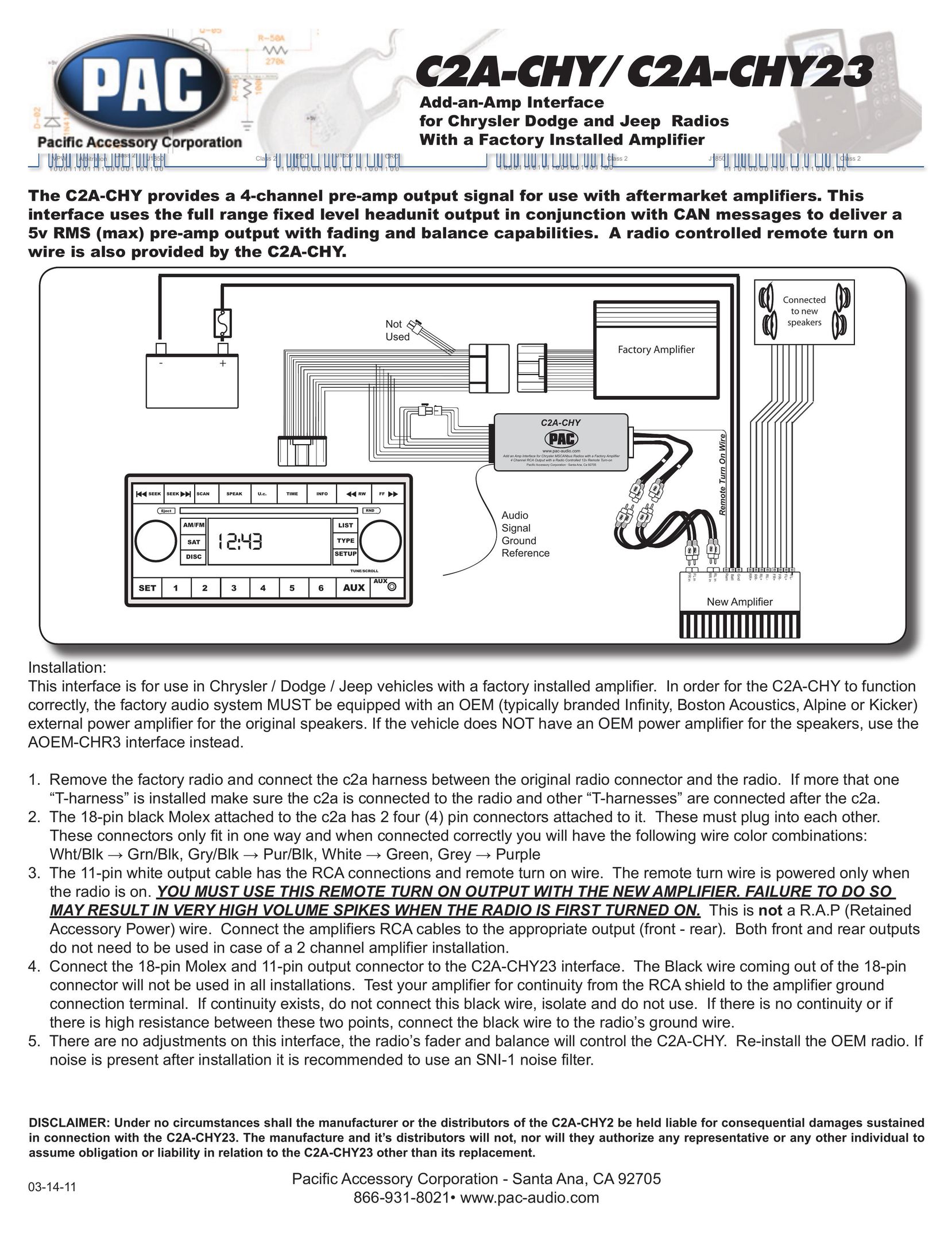 PAC C2A-CHY23 Work Light User Manual