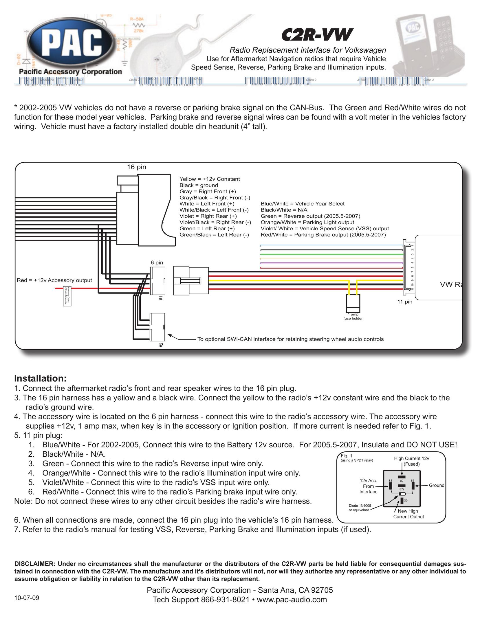PAC C2R-VW Work Light User Manual