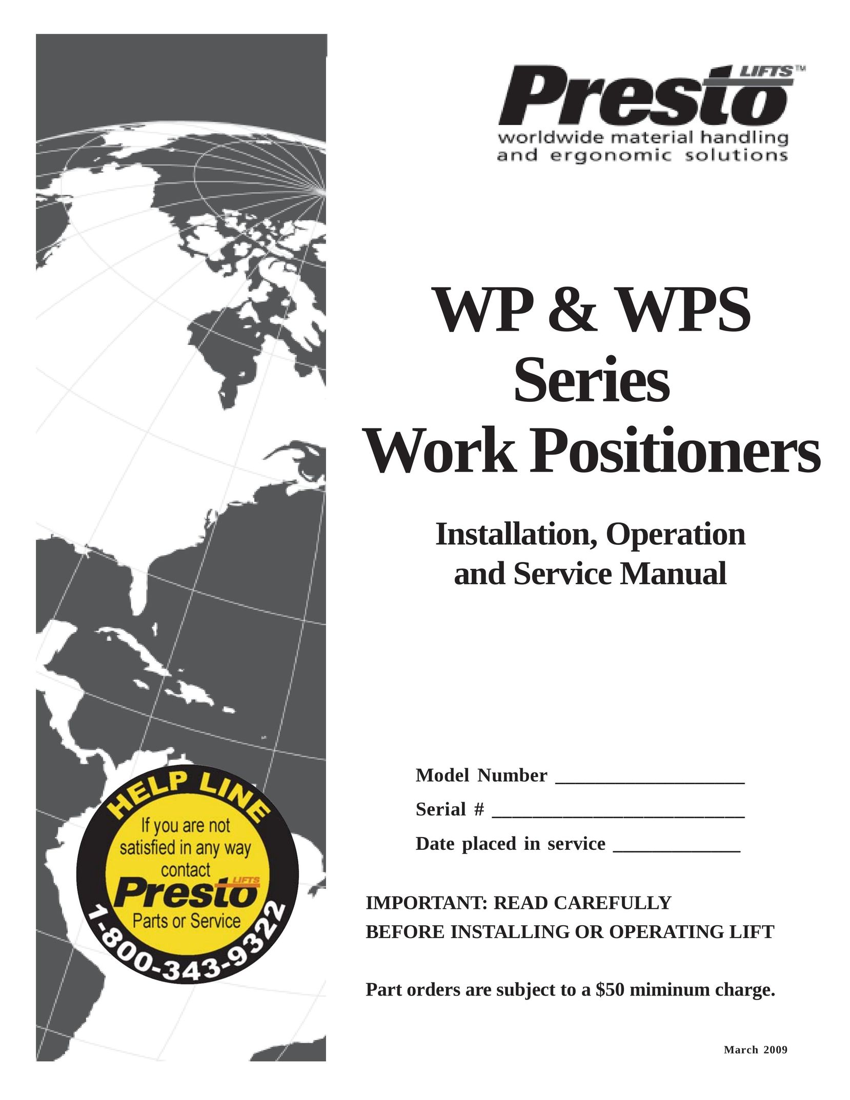 Presto WPS Work Light User Manual
