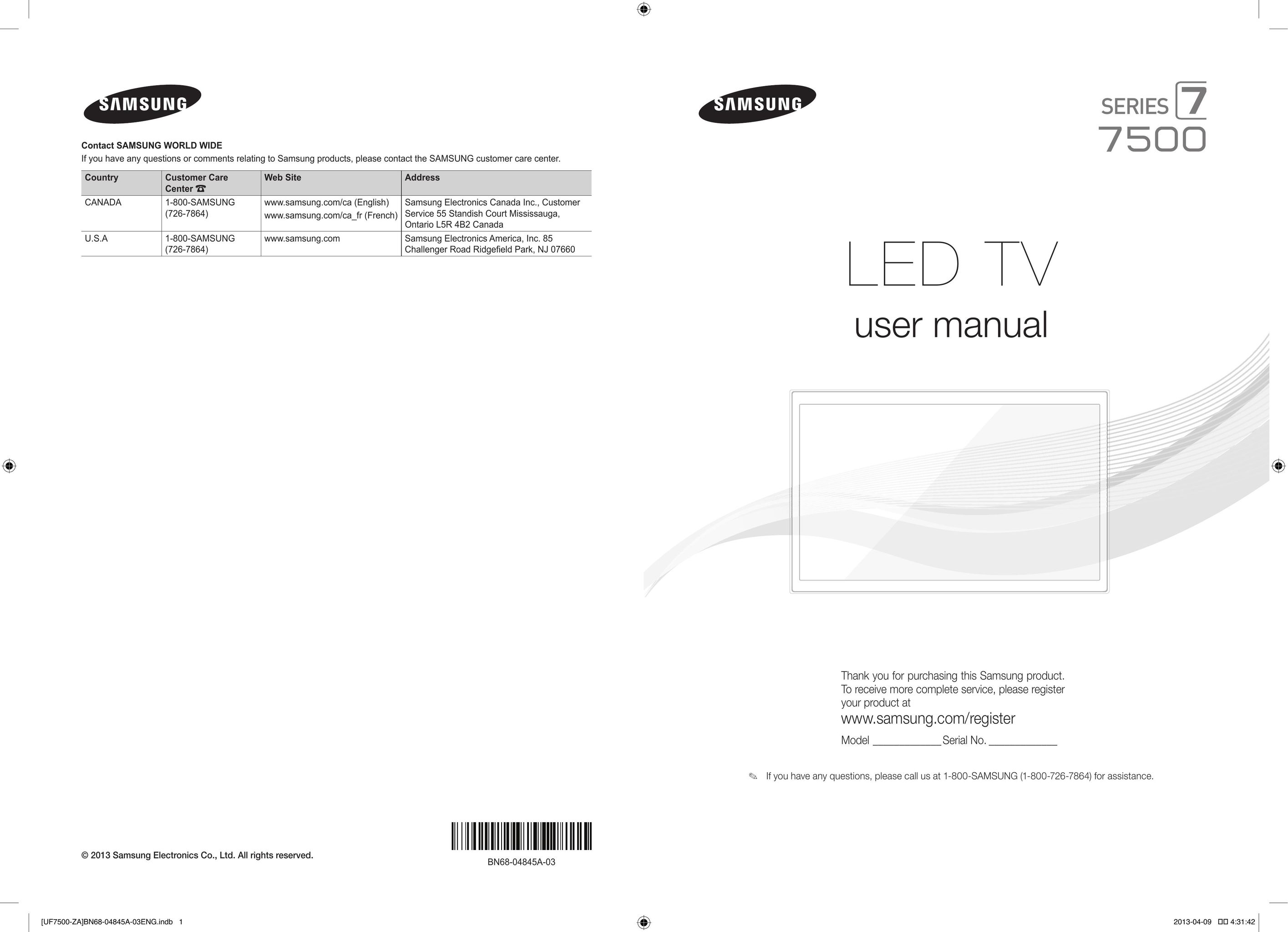 Samsung series 7500 Work Light User Manual