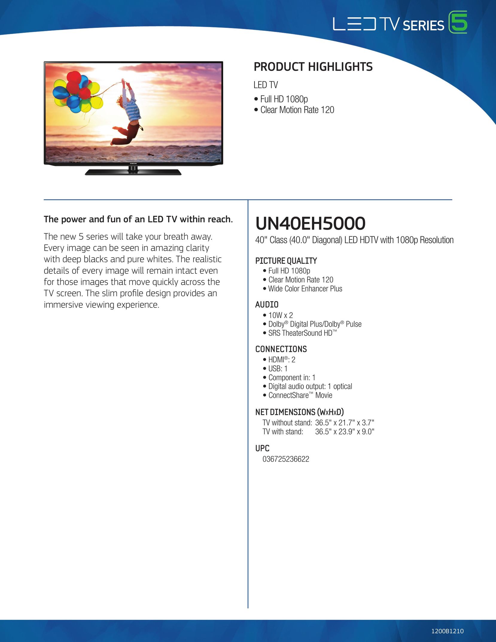 Samsung UN40EH5000 Work Light User Manual