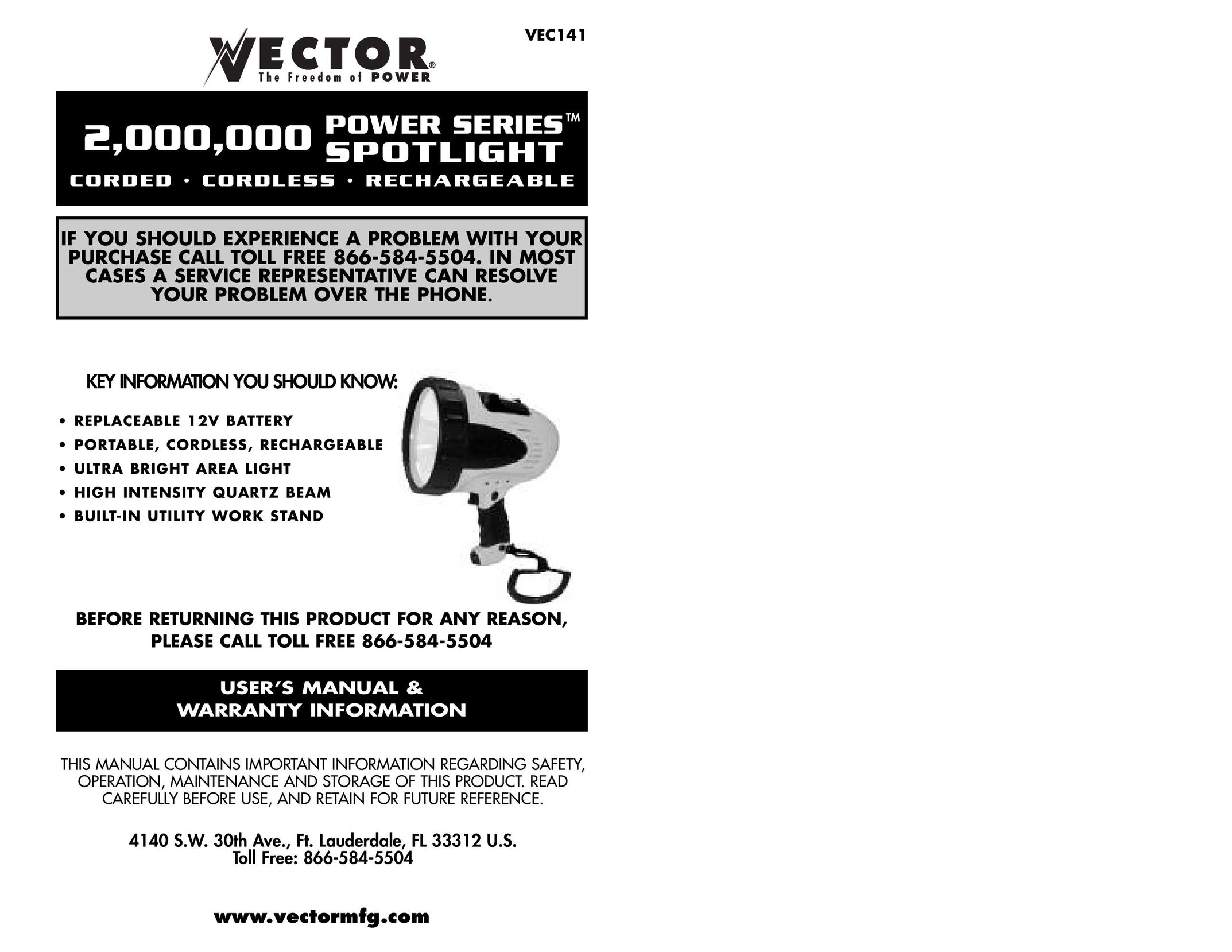 Vector VEC141 Work Light User Manual