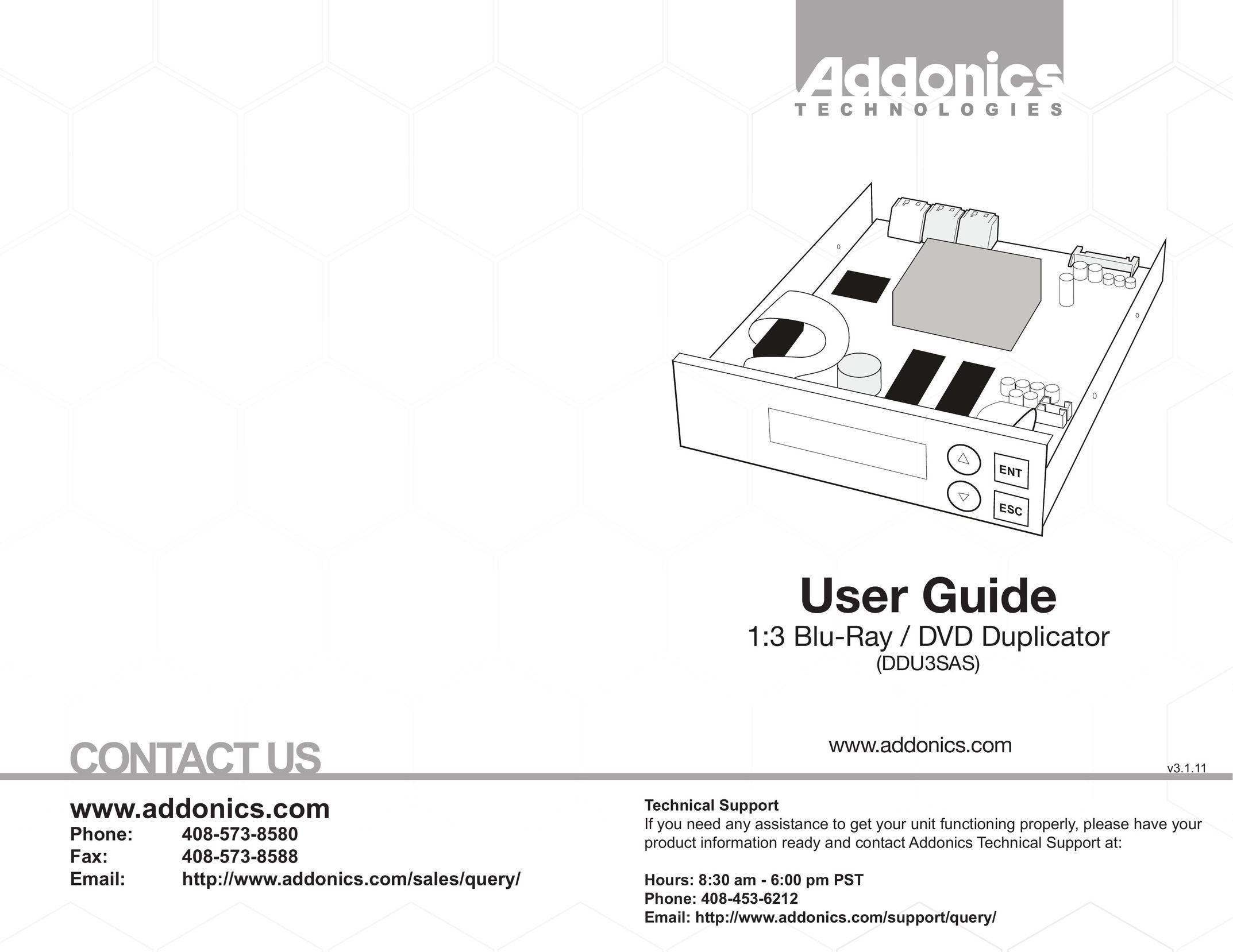 Addonics Technologies DDU3SAS Blu-ray Player User Manual