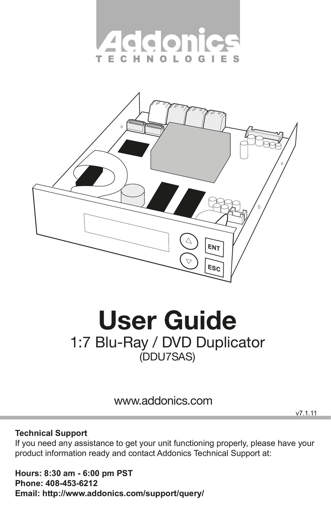 Addonics Technologies DDU7SAS Blu-ray Player User Manual