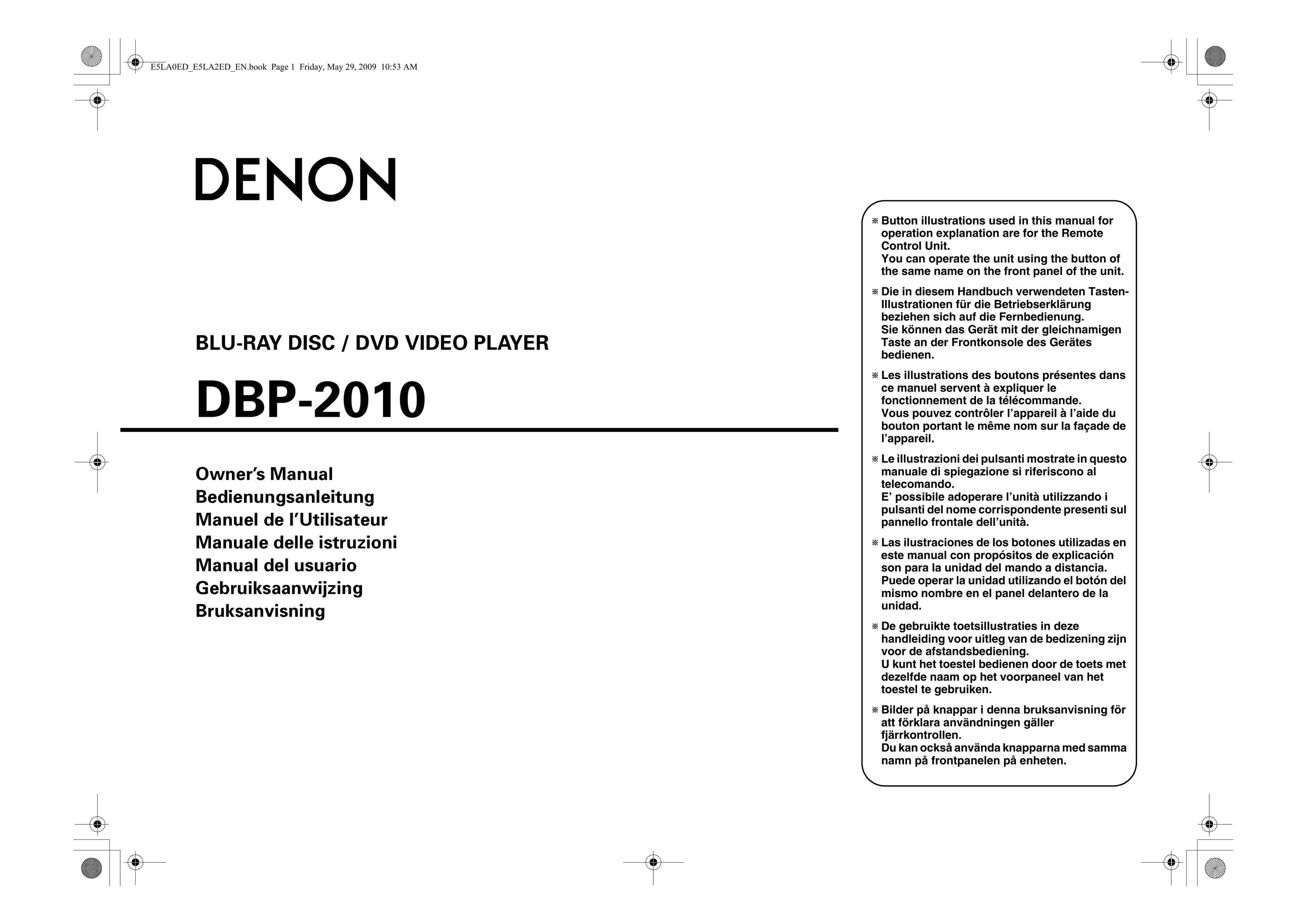 Denon DBP-2010 Blu-ray Player User Manual