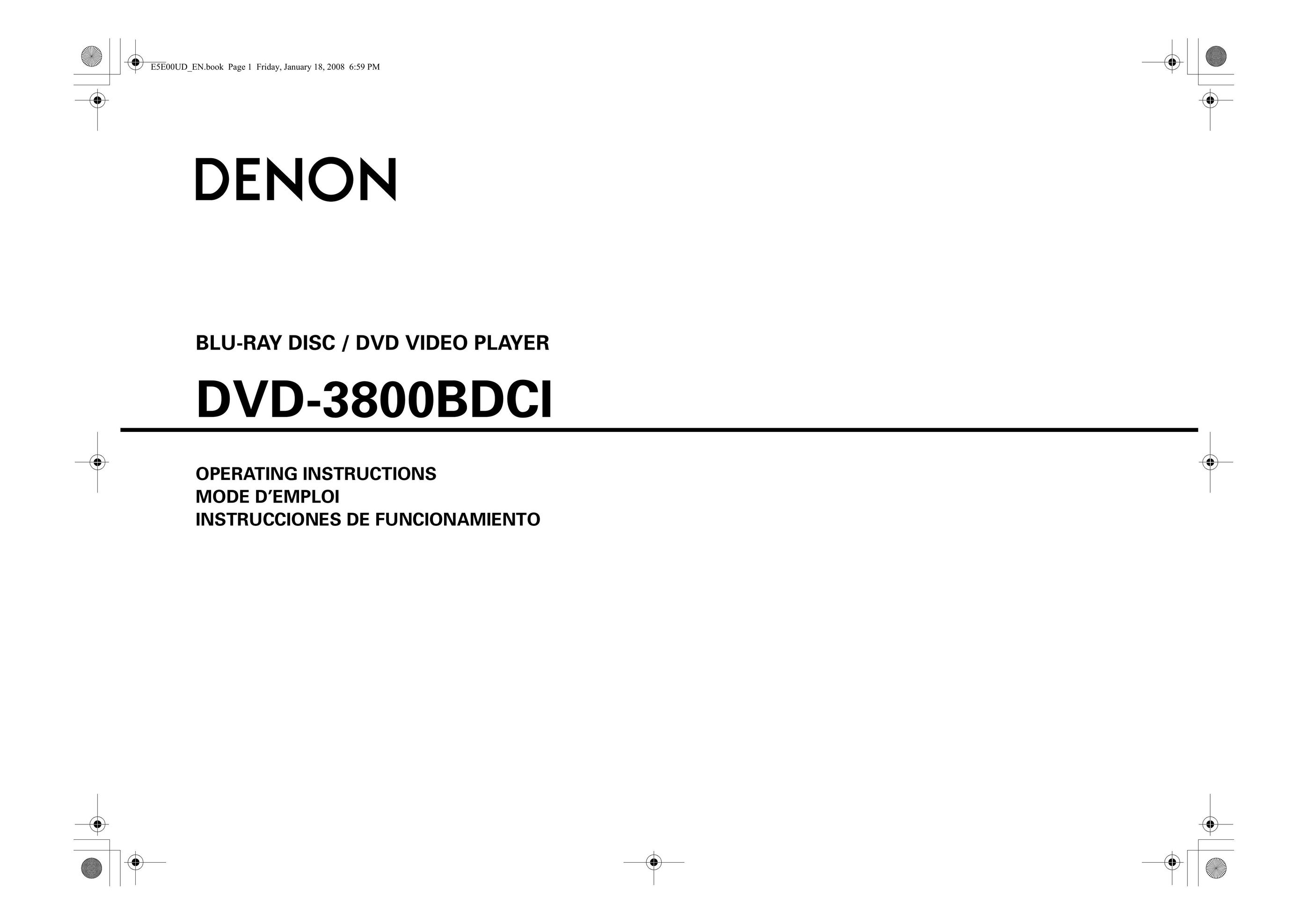 Denon DVD-3800BDCI Blu-ray Player User Manual