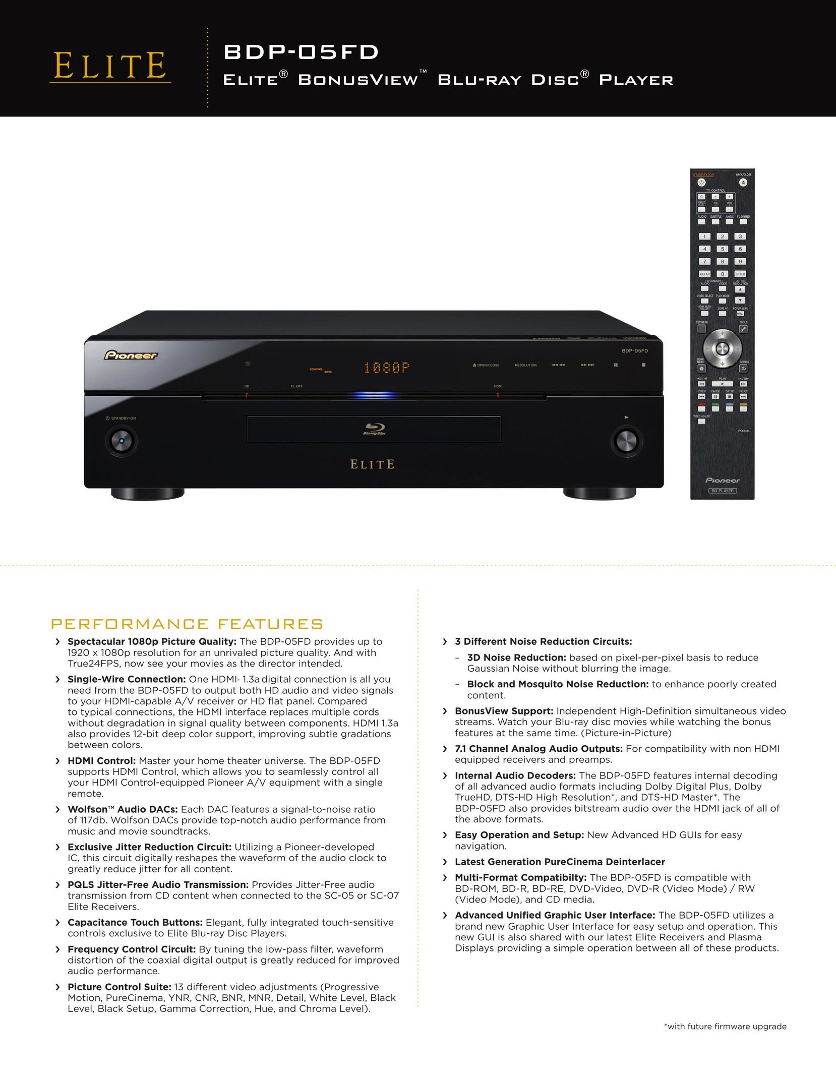 Elite BDP-05FD Blu-ray Player User Manual