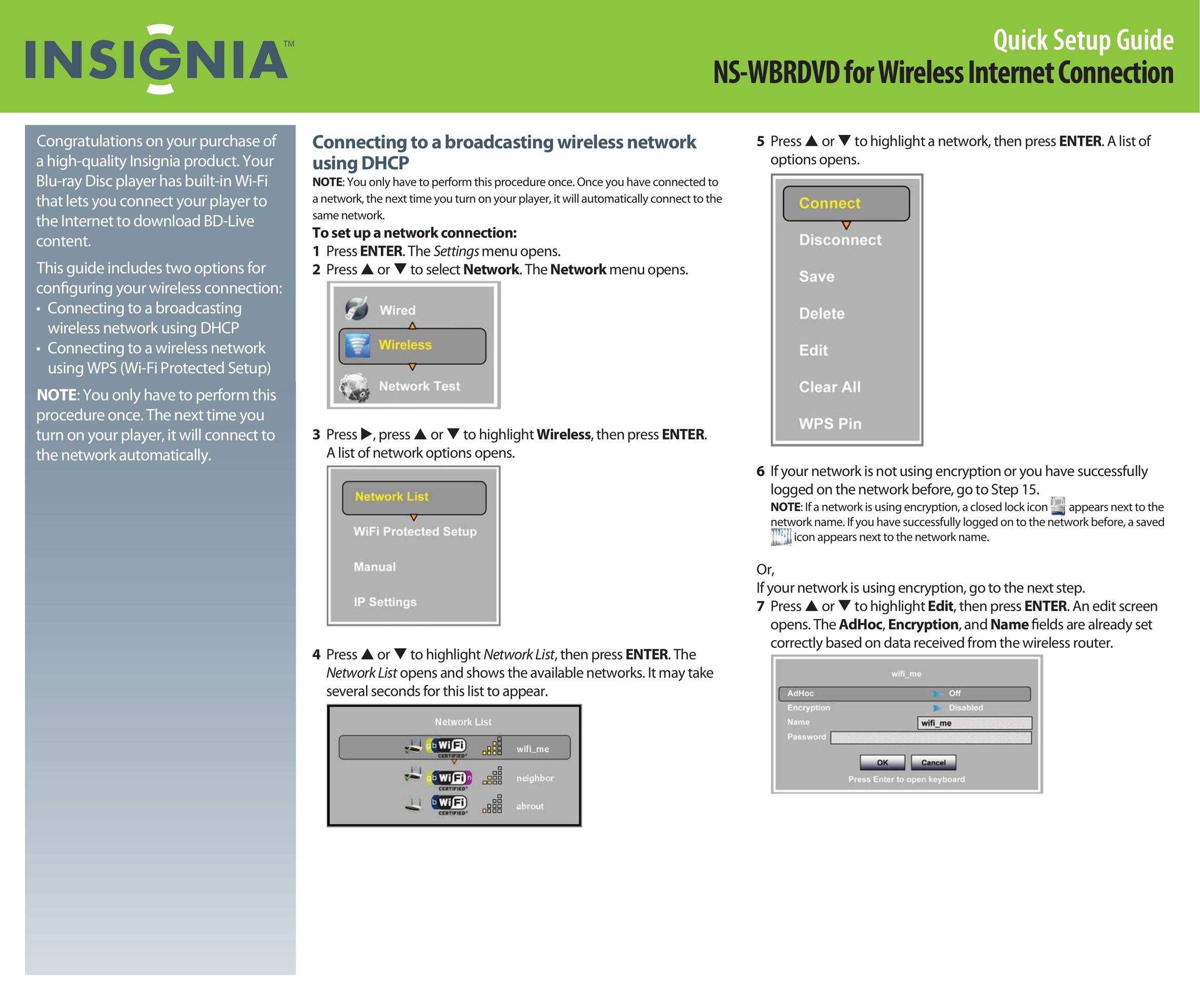 Insignia 09-0929 Blu-ray Player User Manual