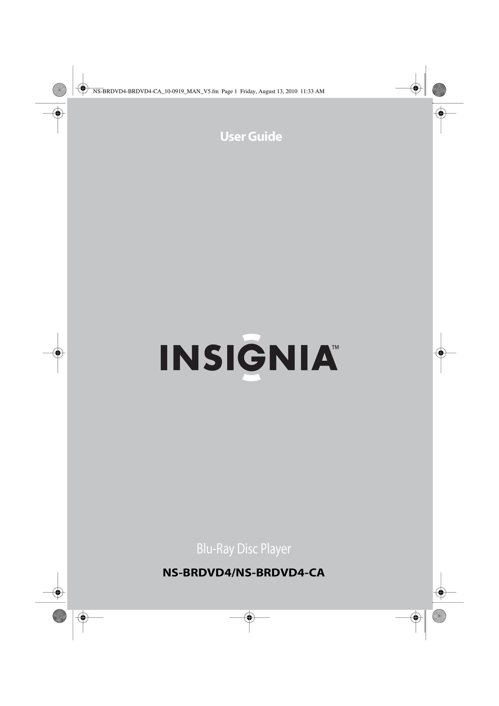 Insignia NS-BRDVD4-CA Blu-ray Player User Manual