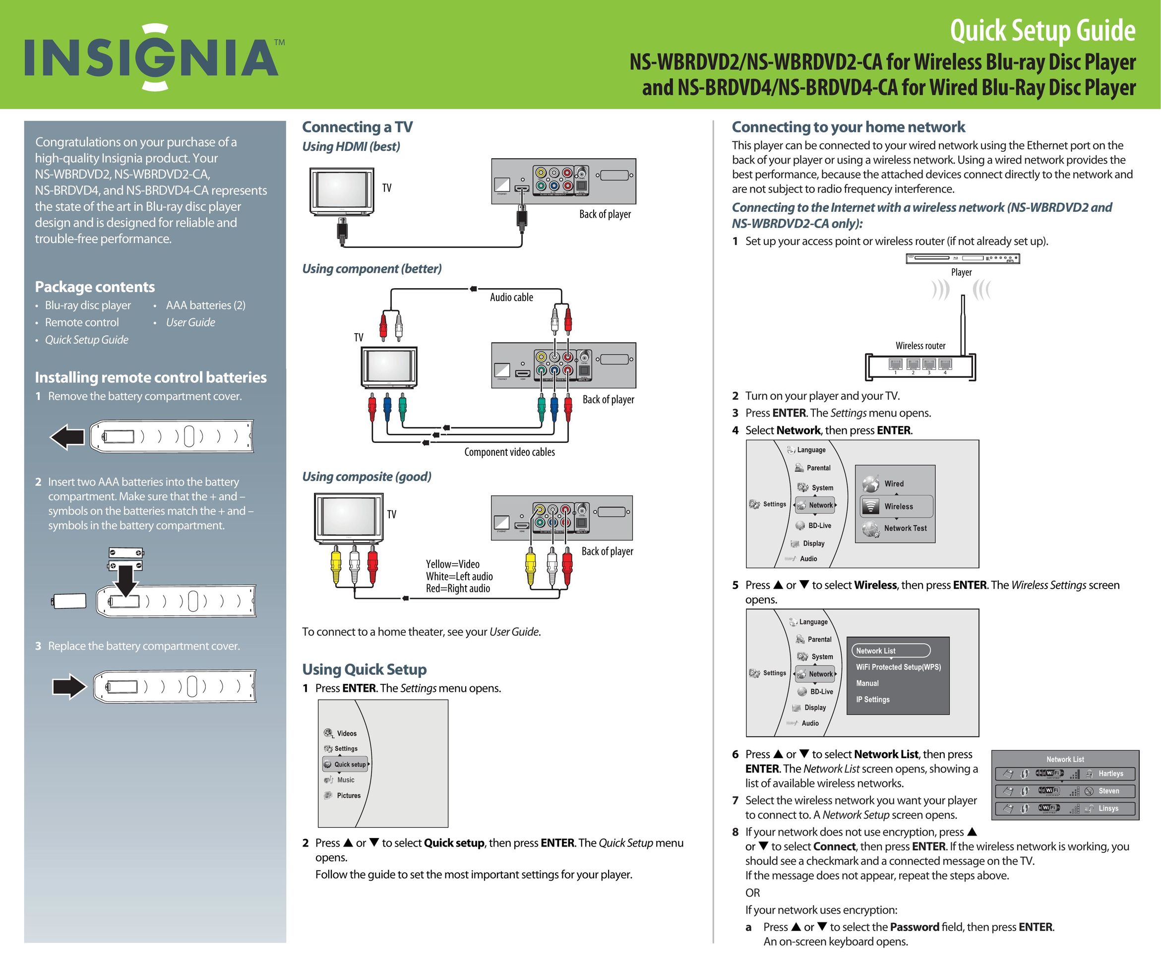 Insignia NS-WBRDVD2-CA Blu-ray Player User Manual