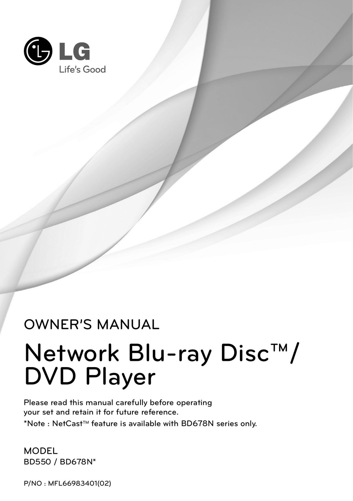 LG Electronics BD550 Blu-ray Player User Manual