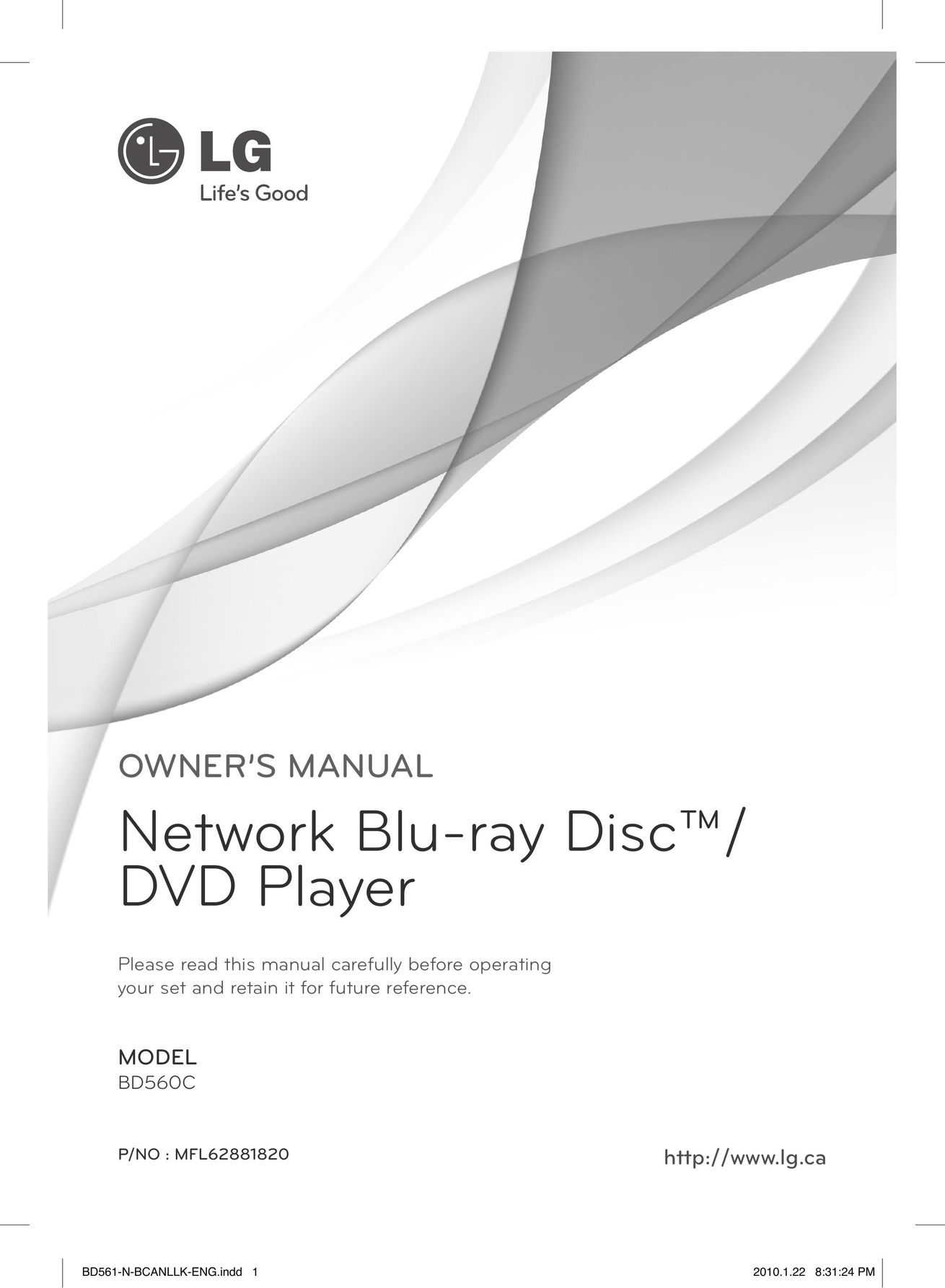 LG Electronics BD560C Blu-ray Player User Manual