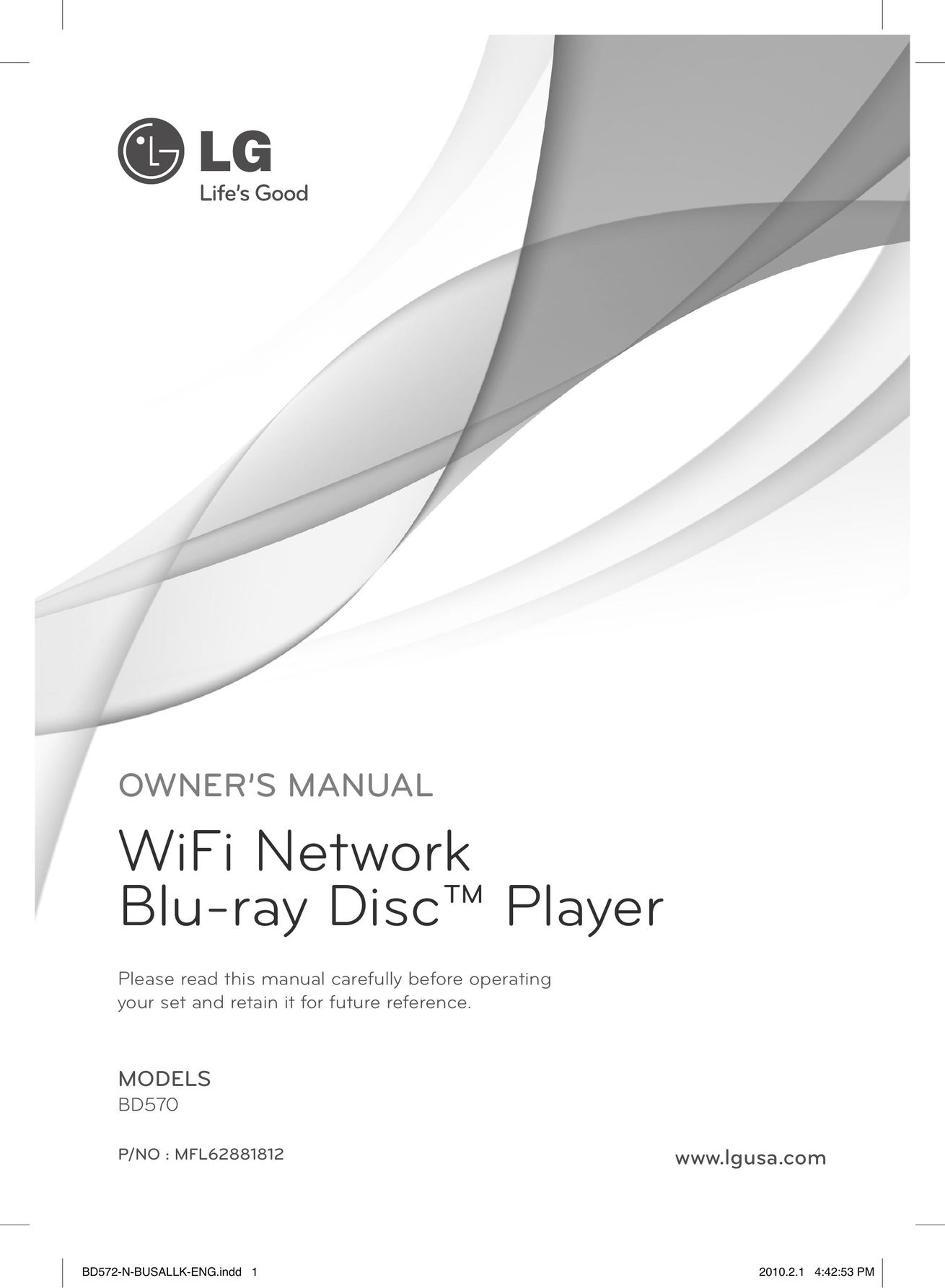 LG Electronics BD570 Blu-ray Player User Manual