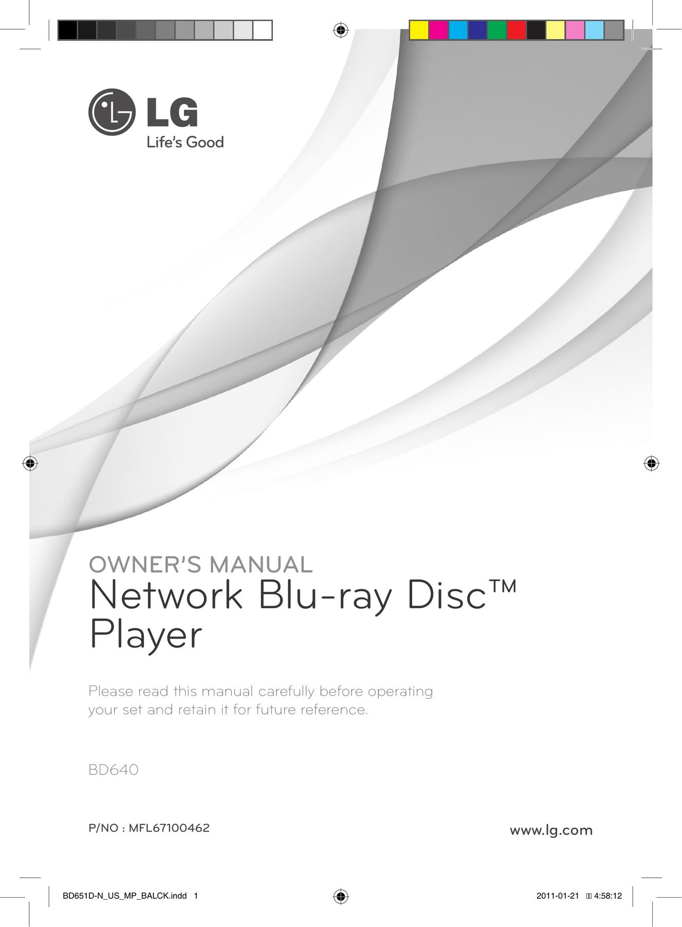 LG Electronics BD640 Blu-ray Player User Manual