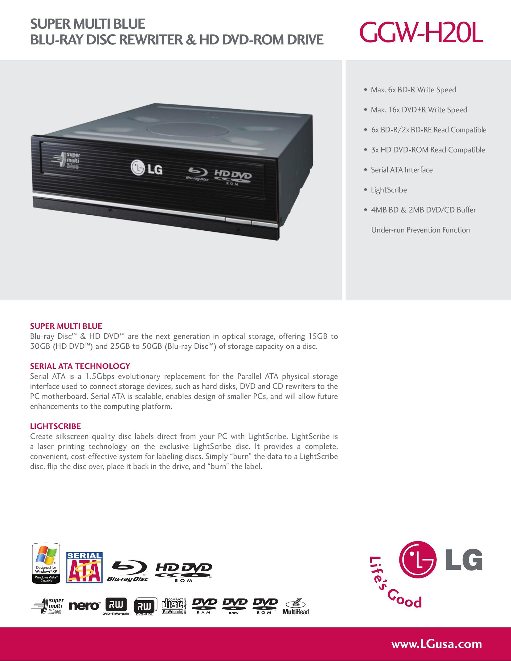 LG Electronics GGW-H20L Blu-ray Player User Manual