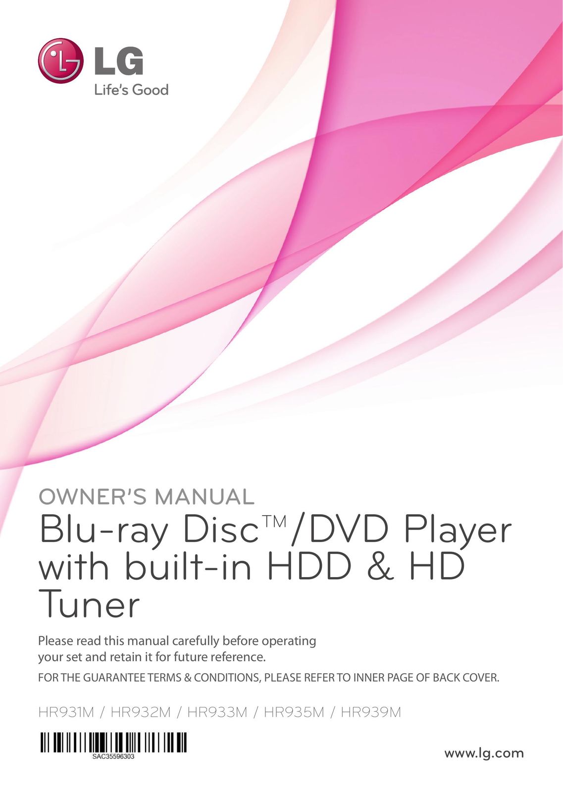 LG Electronics HR931M Blu-ray Player User Manual