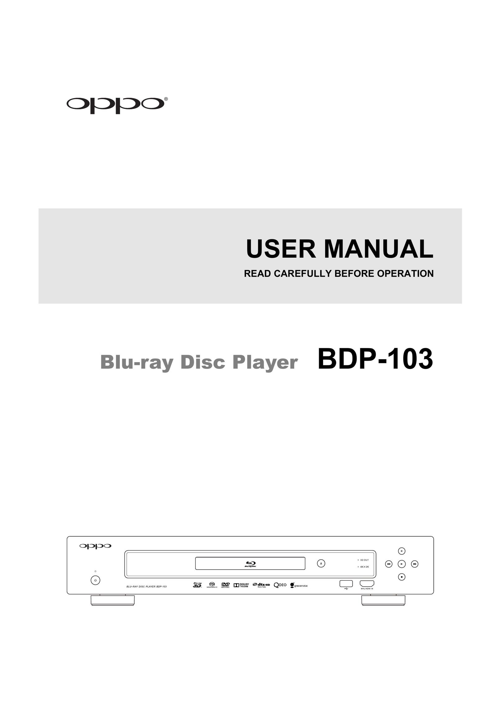 OPPO Digital BDP-103 Blu-ray Player User Manual