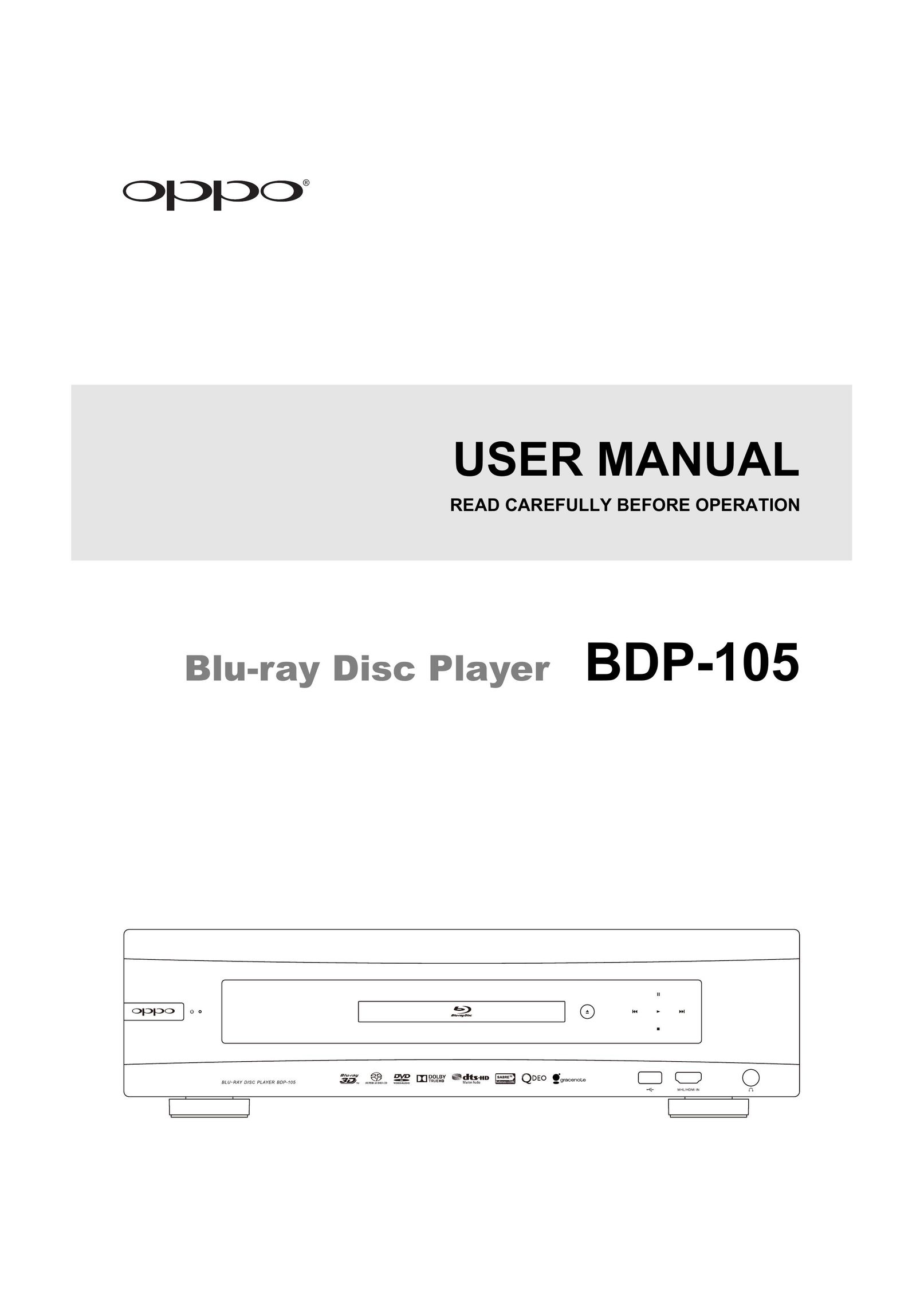 OPPO Digital BDP-105 Blu-ray Player User Manual
