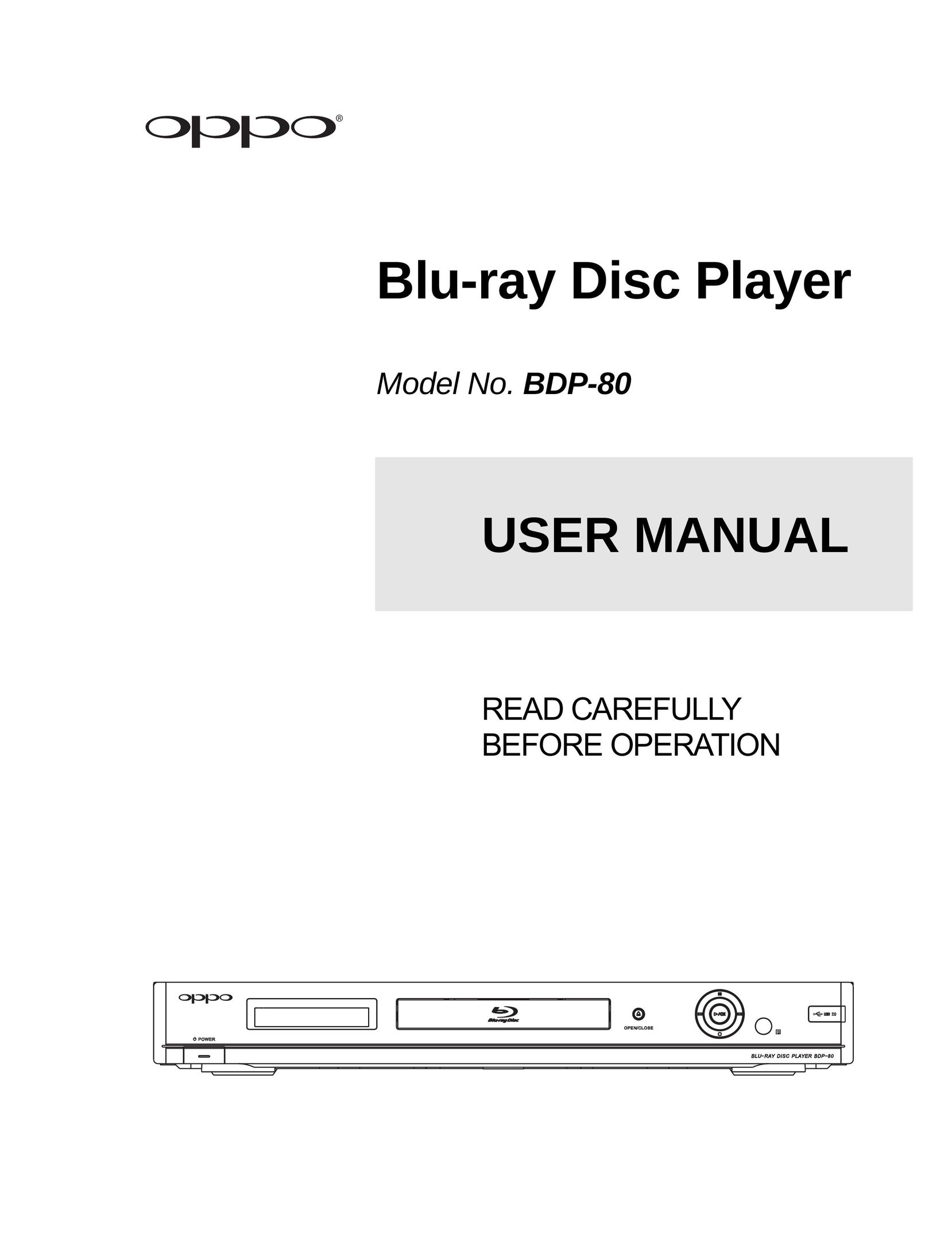 OPPO Digital BDP-80 Blu-ray Player User Manual