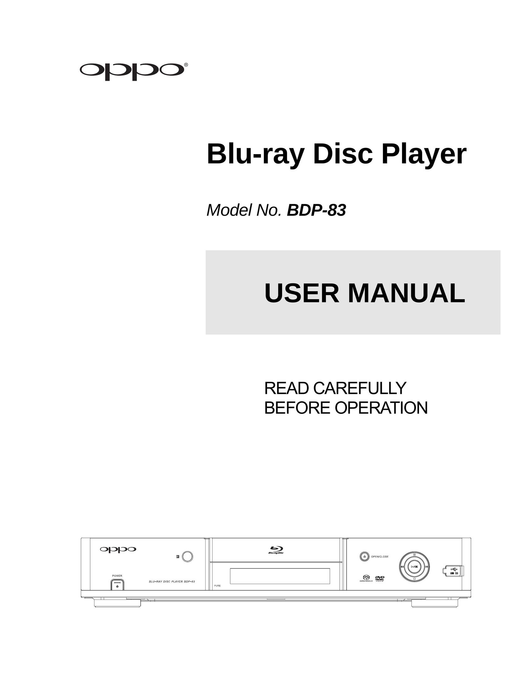 OPPO Digital BDP-83 Blu-ray Player User Manual