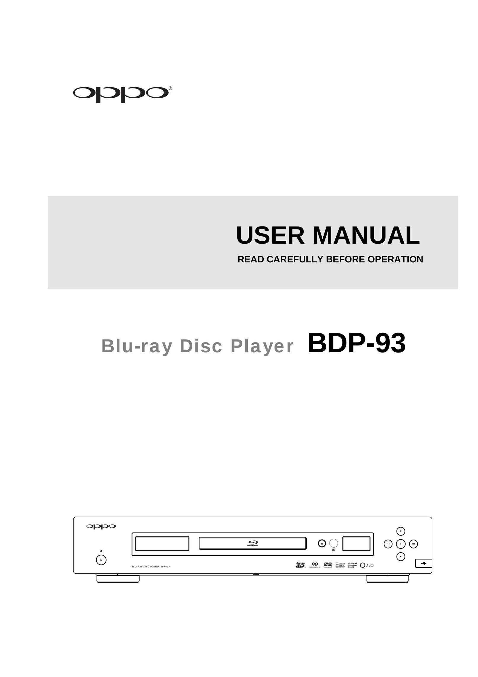 OPPO Digital BDP-93 Blu-ray Player User Manual