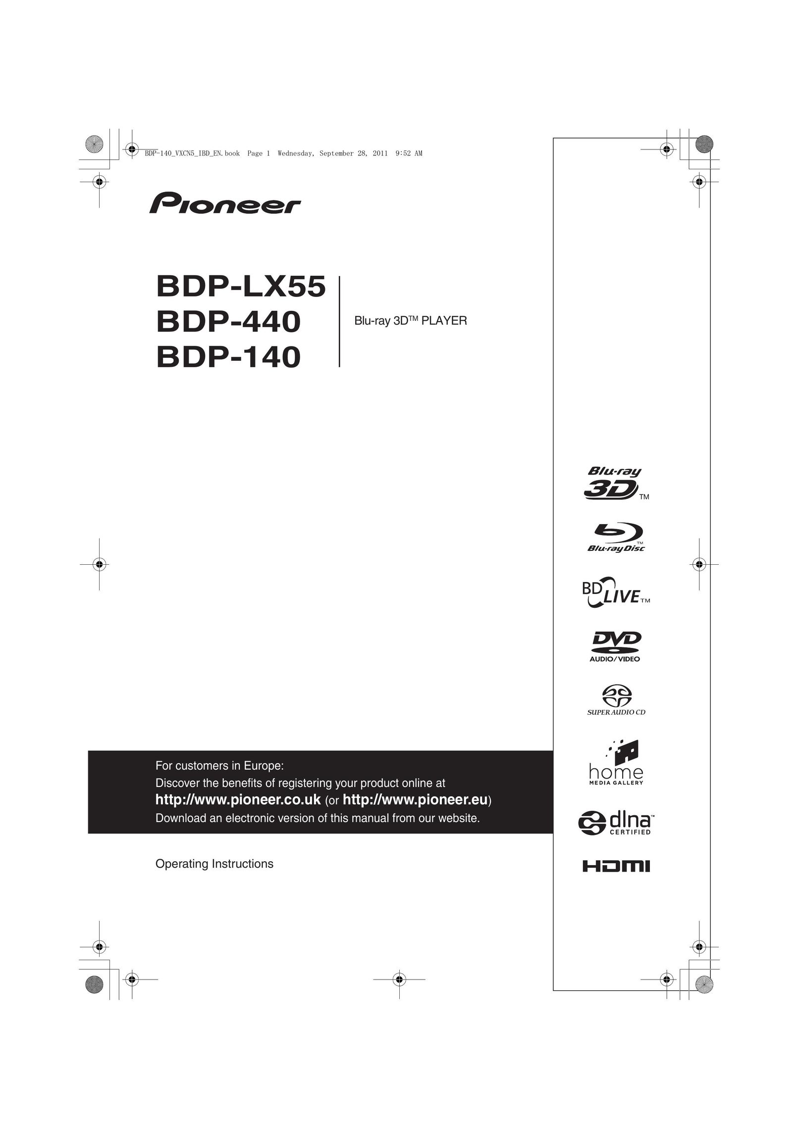 Panasonic BDP-440 Blu-ray Player User Manual