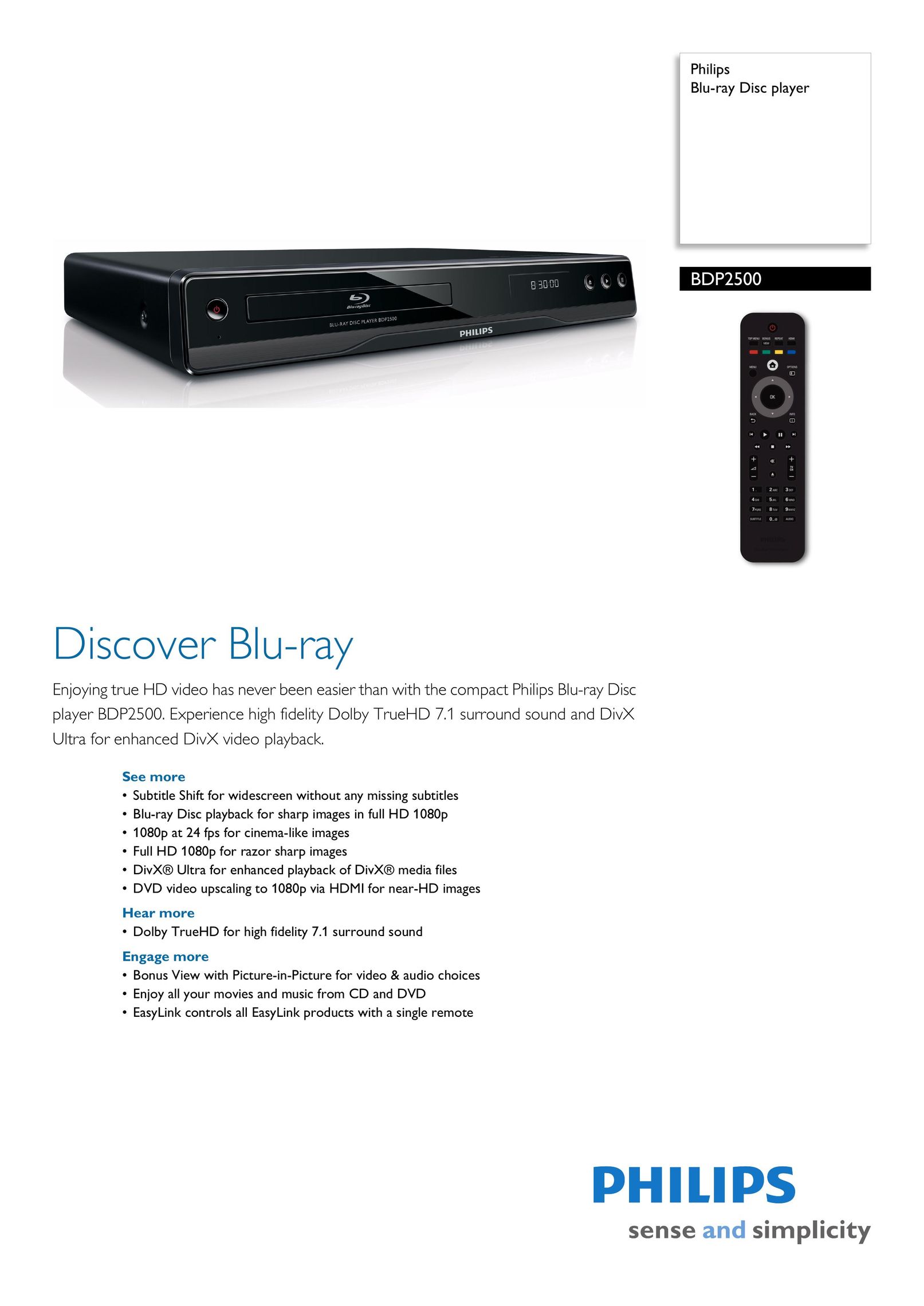 Philips BDP2500 Blu-ray Player User Manual