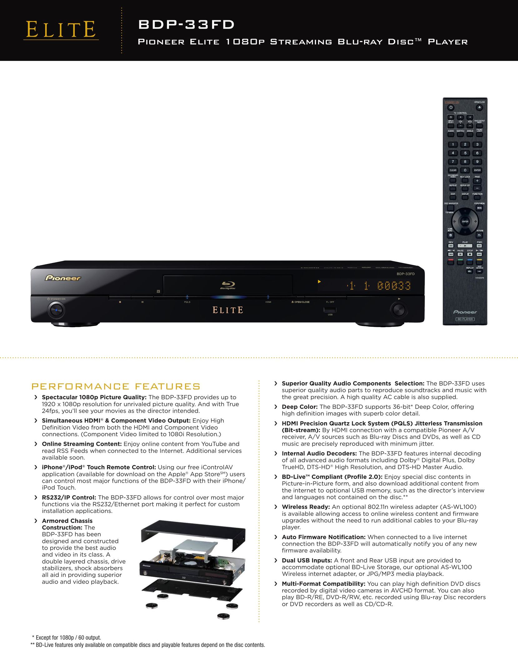 Pioneer BDP-33FD Blu-ray Player User Manual