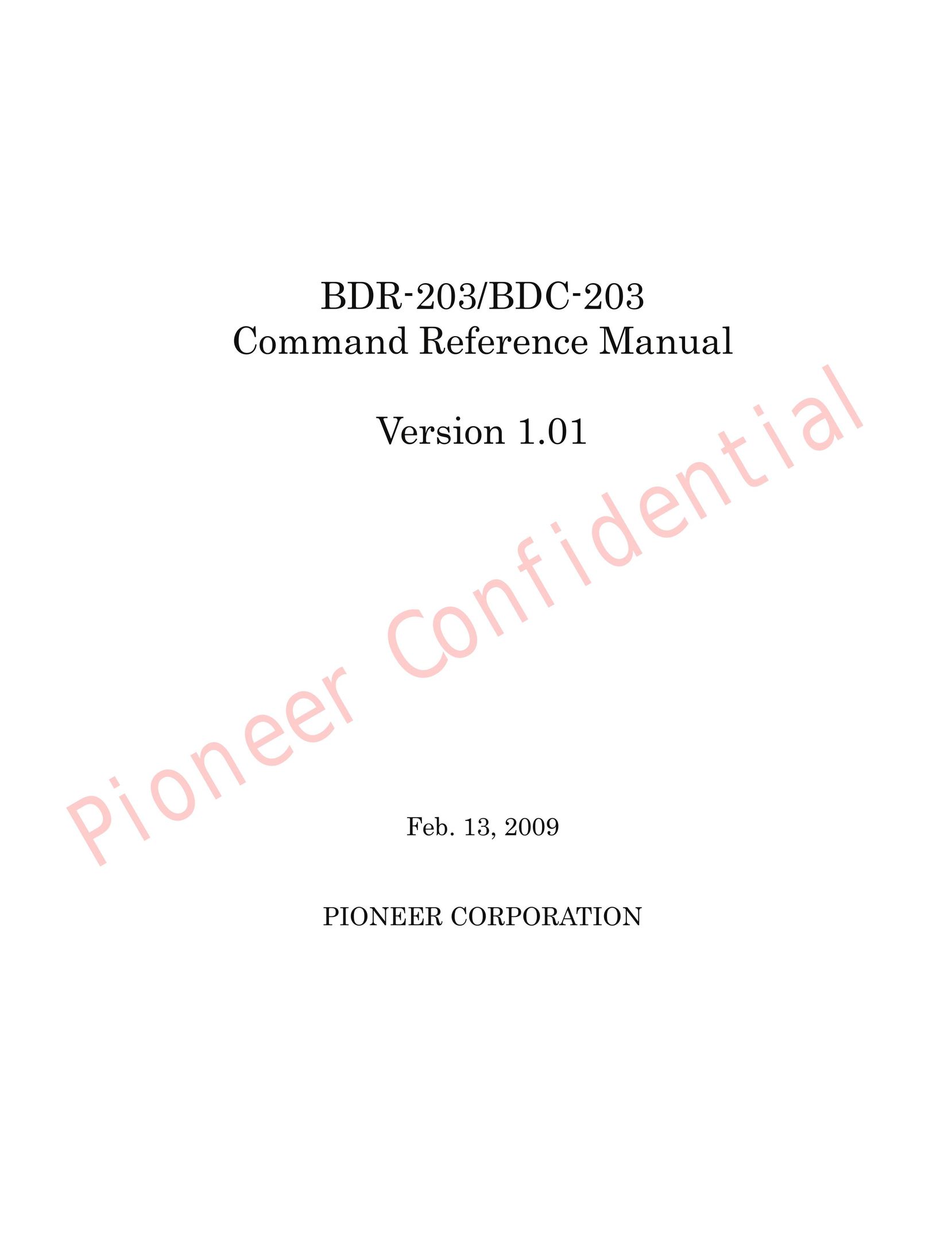 Pioneer BDR-203 Blu-ray Player User Manual