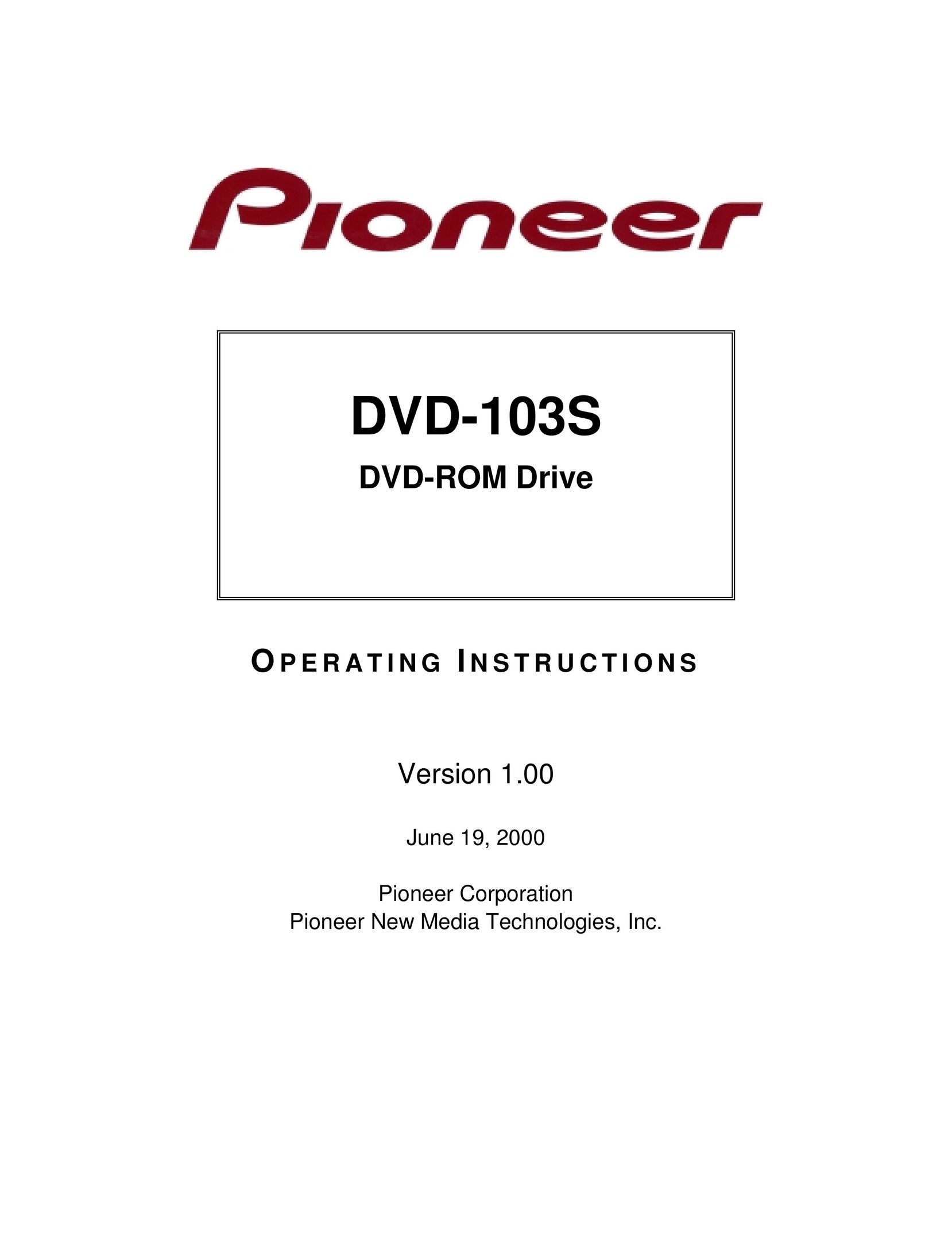 Pioneer DVD-103S Blu-ray Player User Manual