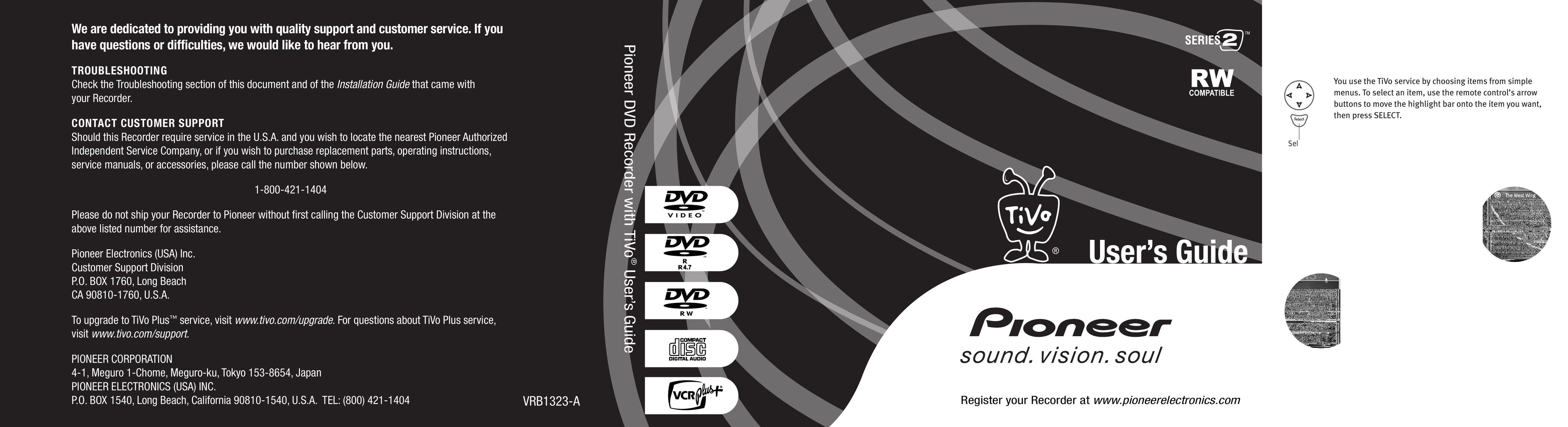 Pioneer DVR810H Blu-ray Player User Manual