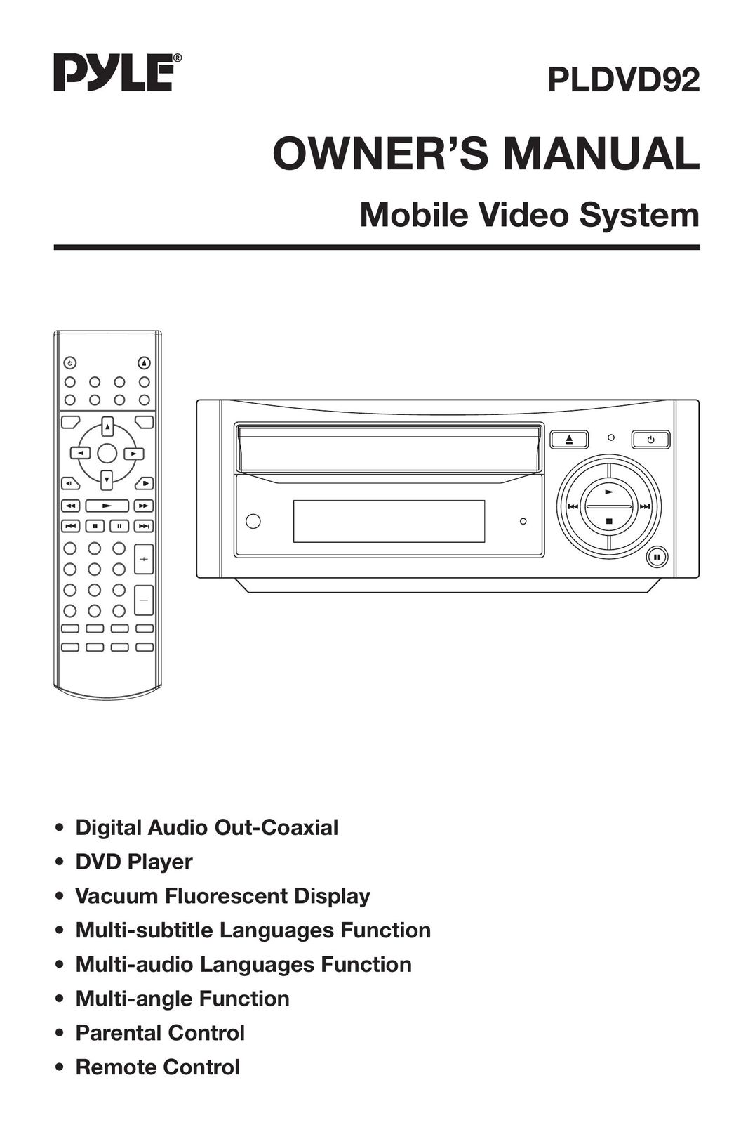 PYLE Audio PLDVD92 Blu-ray Player User Manual