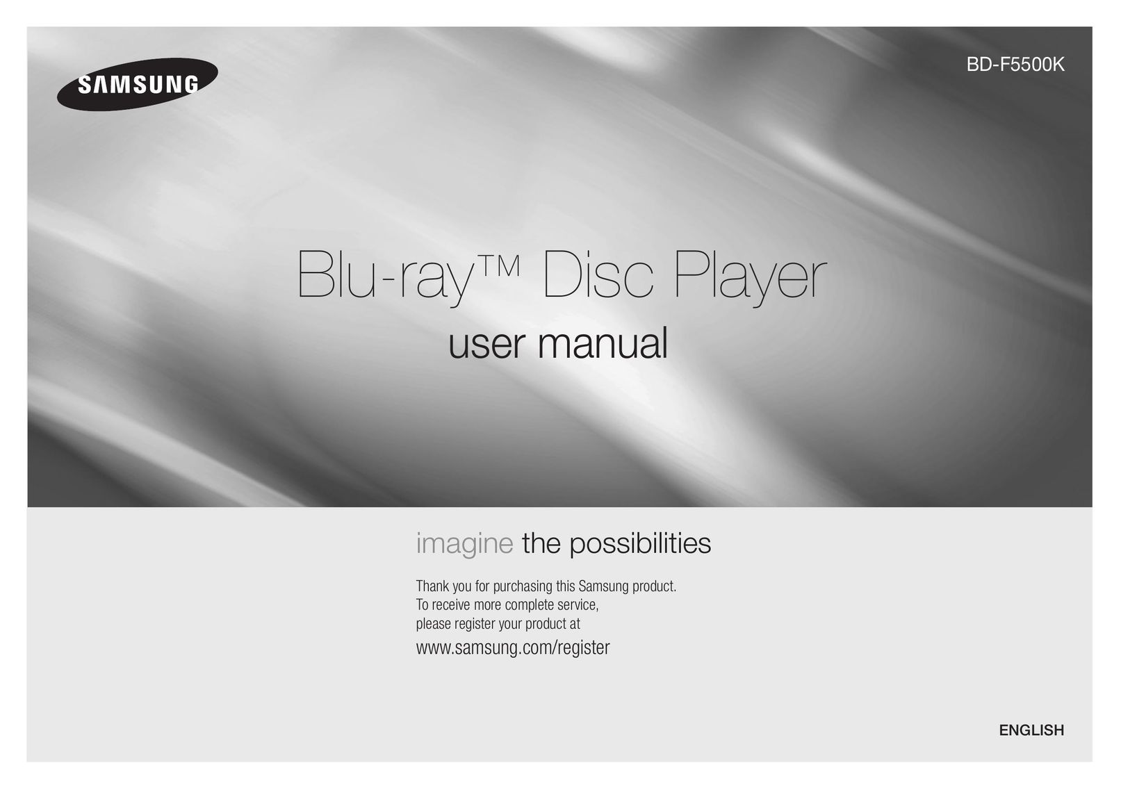 Samsung BD-F5500K Blu-ray Player User Manual